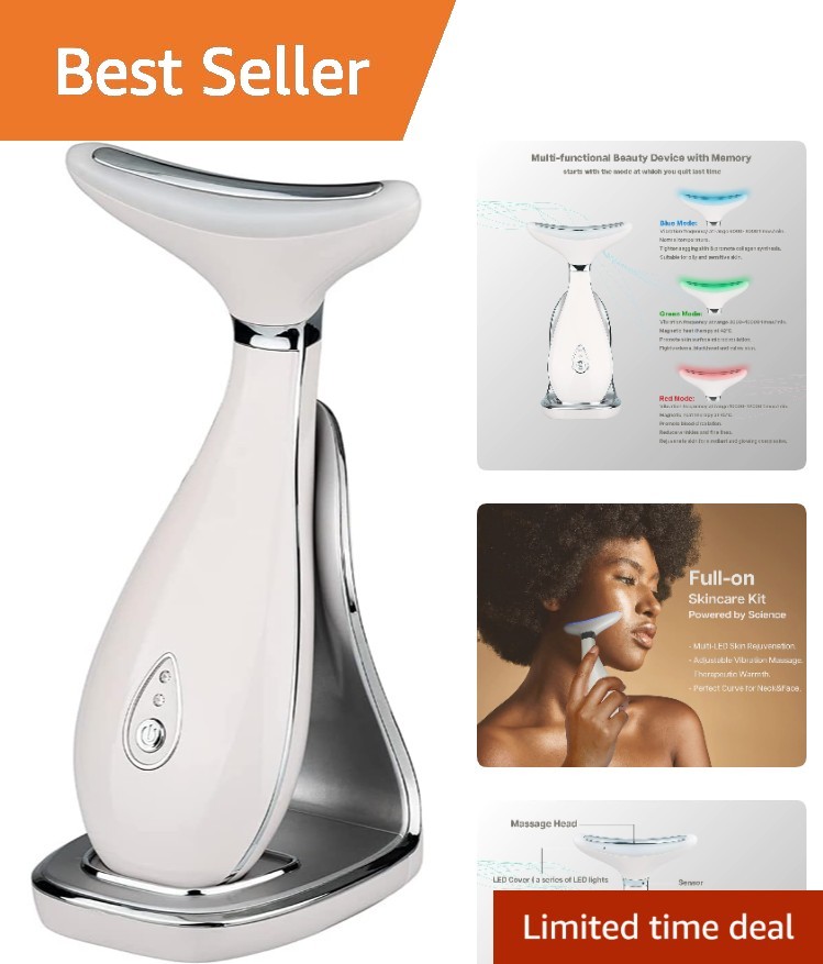 Pearl White Neck & Face Massager – Triple Action LED & Thermal Skin Rejuvenator