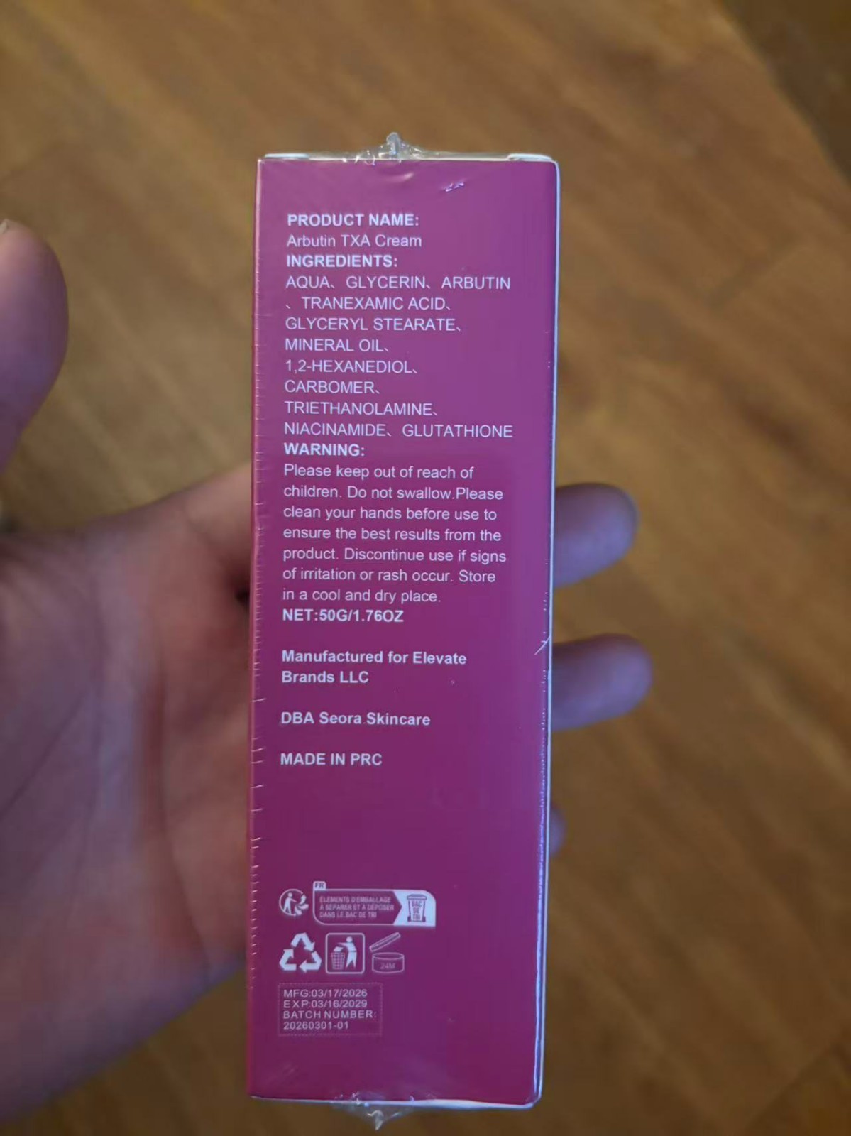 SEORA Skincare Arbutin 7.0% Tranexamic Acid 4.0% Face Cream 50g 1.76 oz