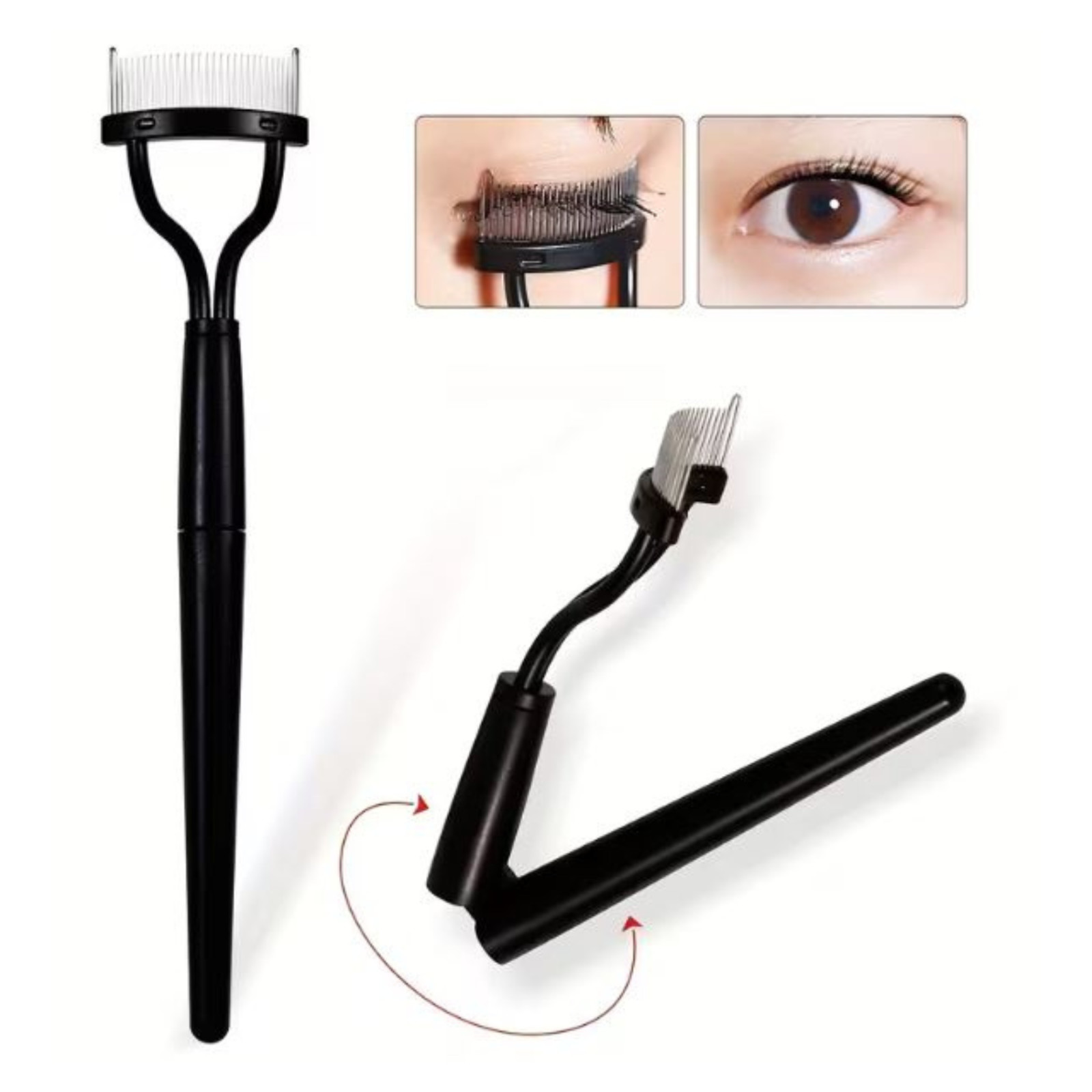 6 in 1 Eyelash Curler Set Kit Eyebrow Brush Makeup Tools Tweezers Silicone Pads