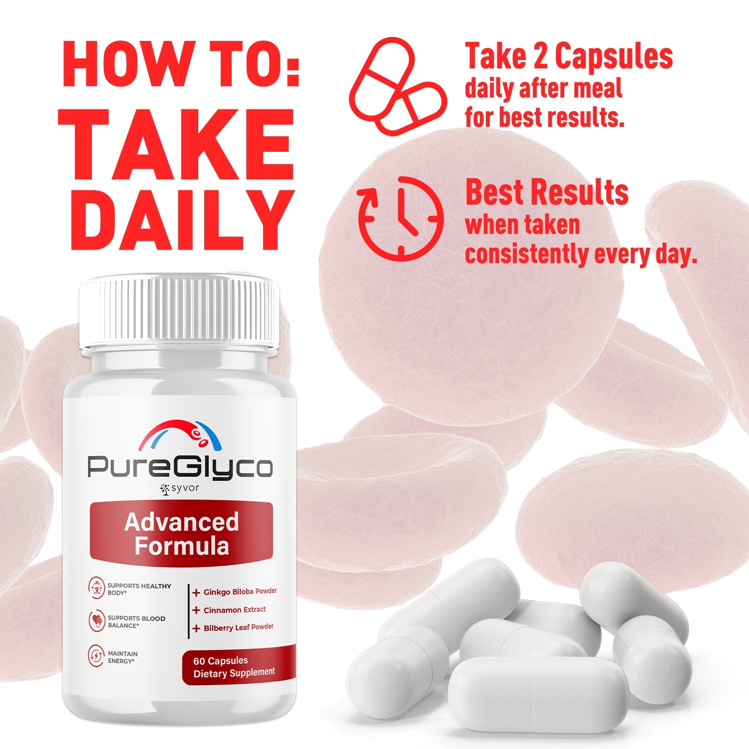 (1 Pack) Pure Glyco Advanced Blood Support Vitamin Formula PureGlyco 60 Capsules