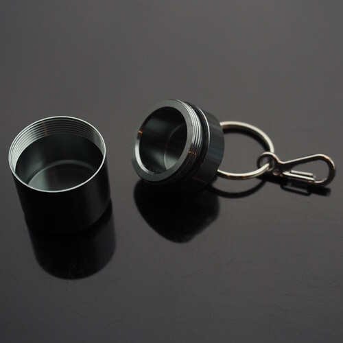 2 PCS Waterproof 1″ Wide Pill Capsule Bottle Keychain Clip Gun Metal Gray Glossy