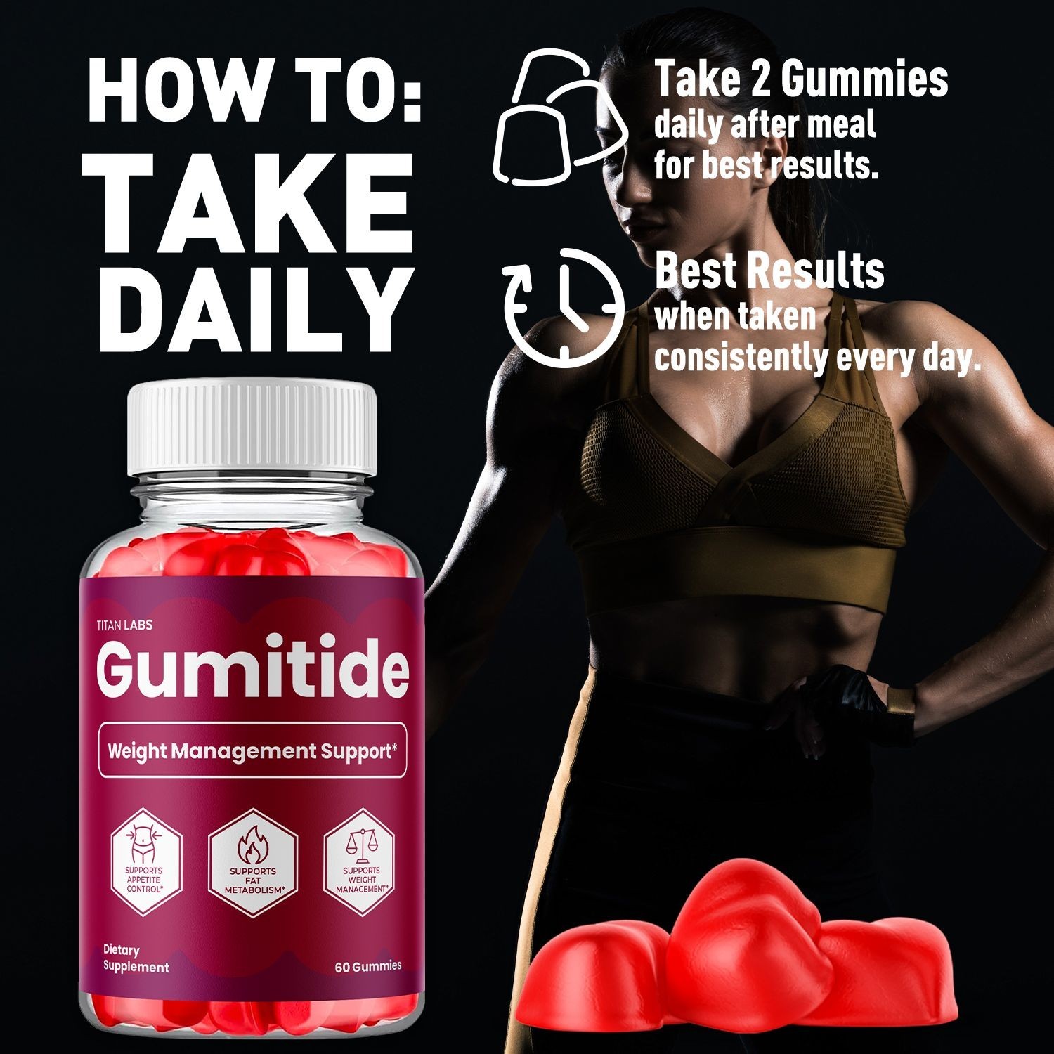 (1 Pack) Gumitide ACV Gummys 1000MG Advanced Gumi Tide Supplement 60 Gummies