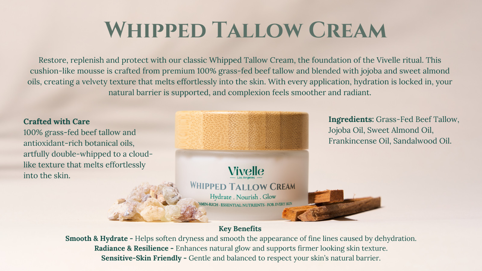 2 Pack Whipped Tallow Face Cream Moisturizer Grass Fed Beef Tallow 3.6oz