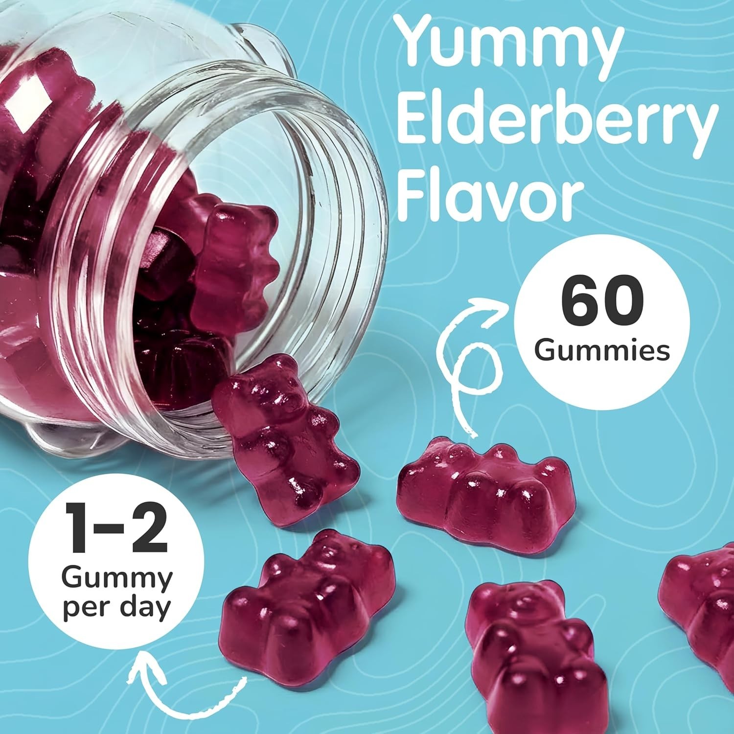 Elderberry Gummies for Kids with Vitamin C & Zinc Immune Health | 60 Gummies
