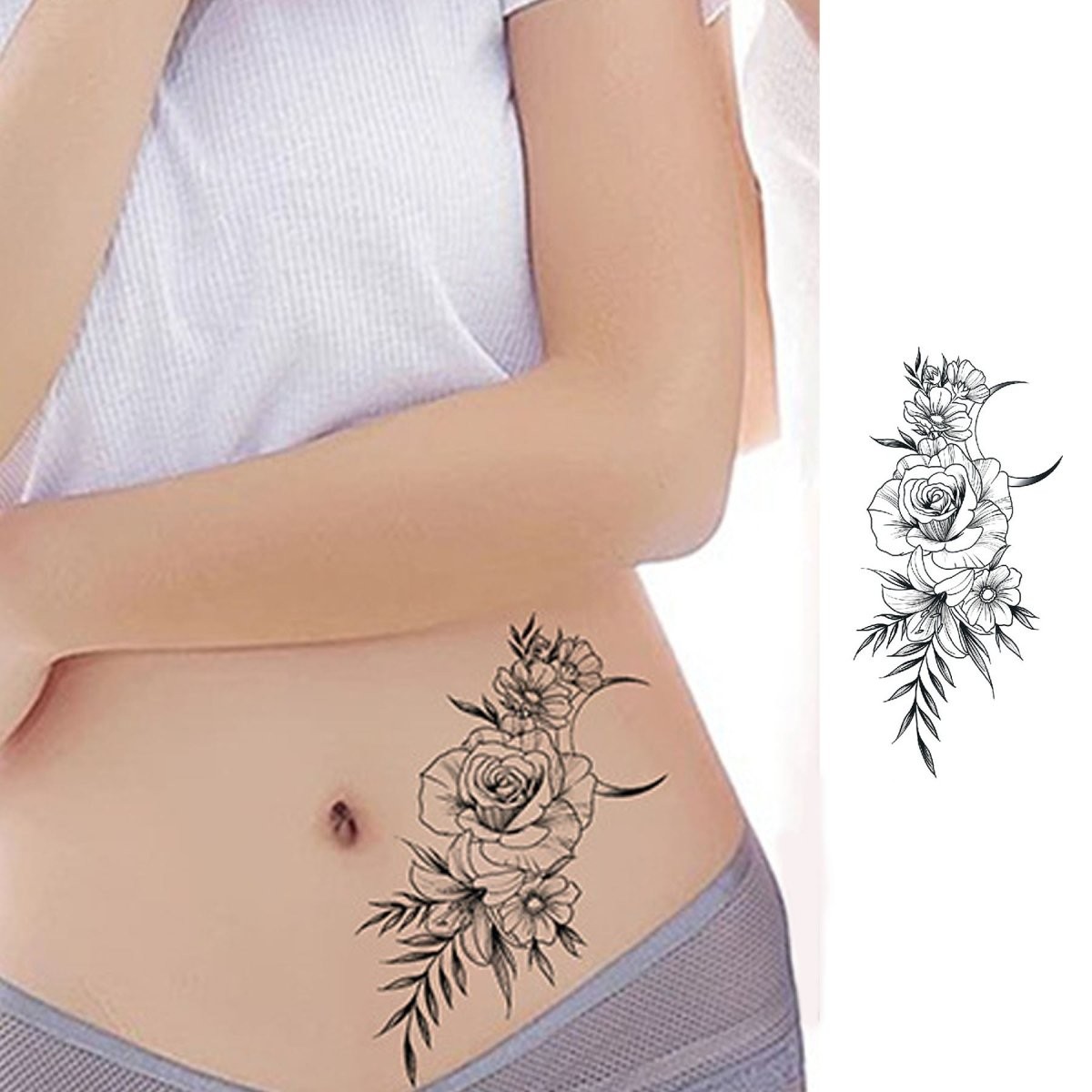 5 Flower Tattoo Sheets – Waterproof, Safe & Easy to Apply