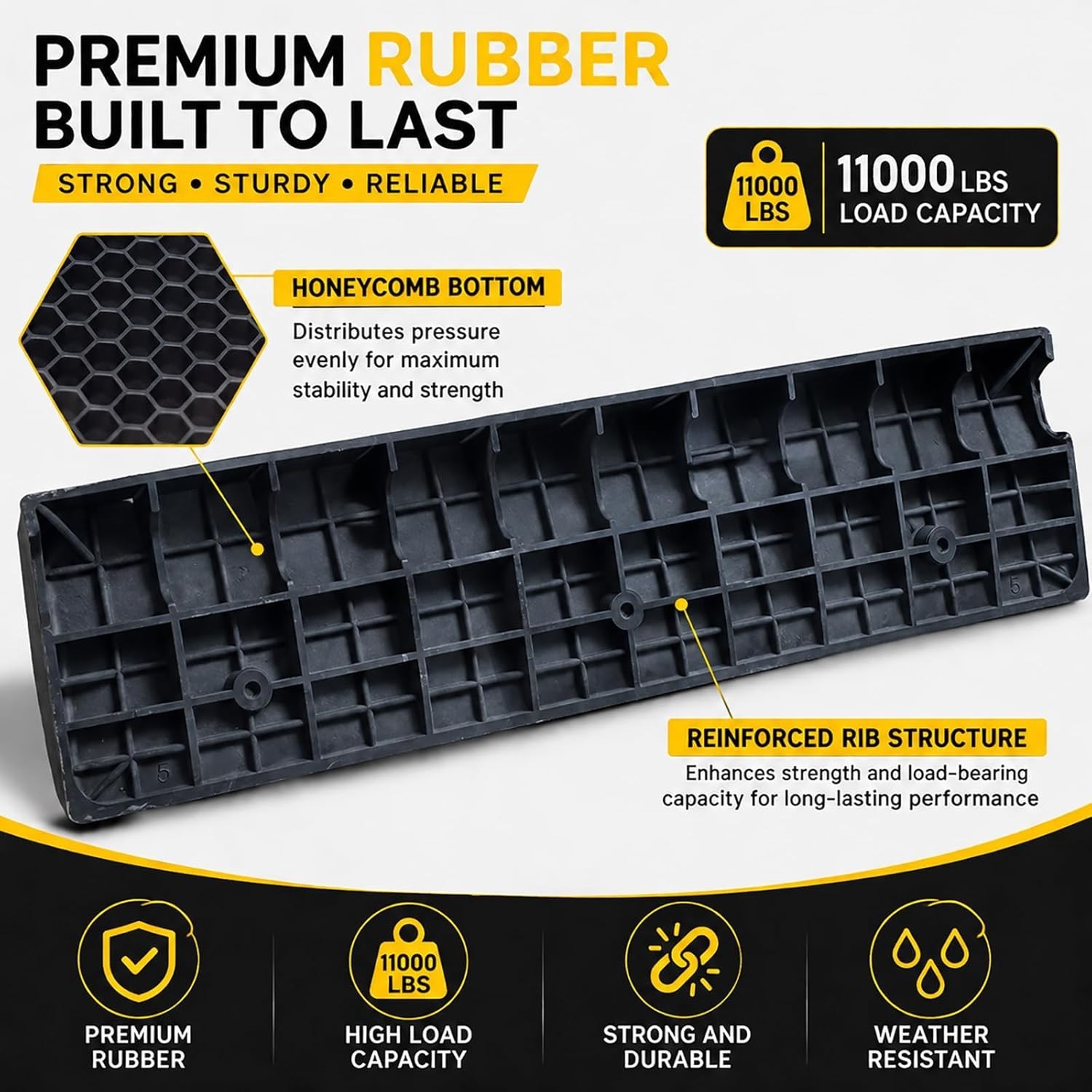 NEW 2 Pack Rubber Curb Ramp 1.6in Rise Heavy Duty Capacity Threshold Ramp