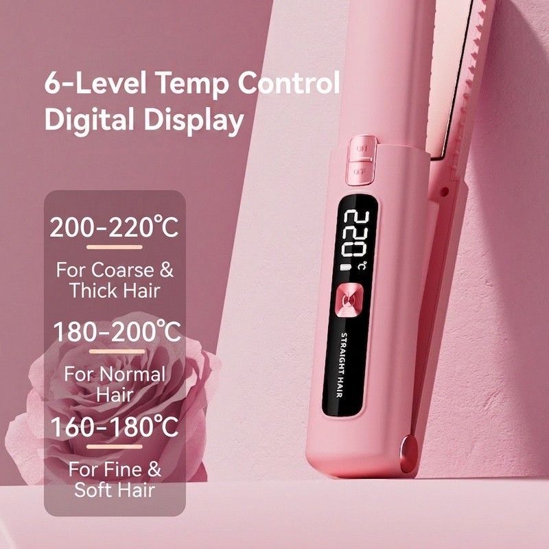 Cordless Hair Straightener and Curler Rechargeable Travel Flat Iron for Women