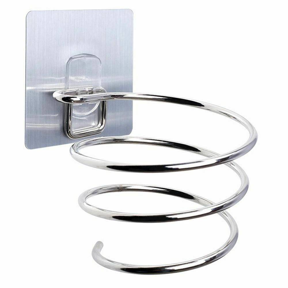 Hair Dryer Holder Wall Mounted Rack Space Save Stainless Steel Bathroom Shelf