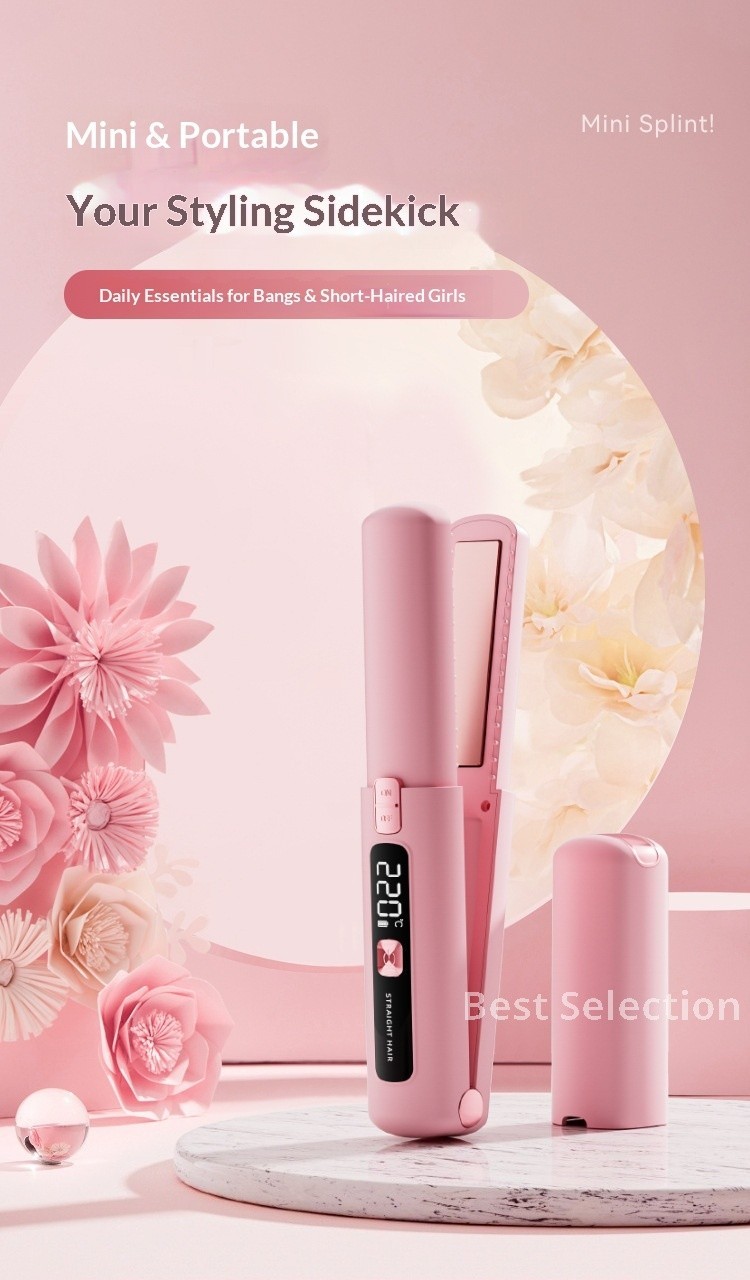 Cordless Hair Straightener and Curler Rechargeable Travel Flat Iron for Women