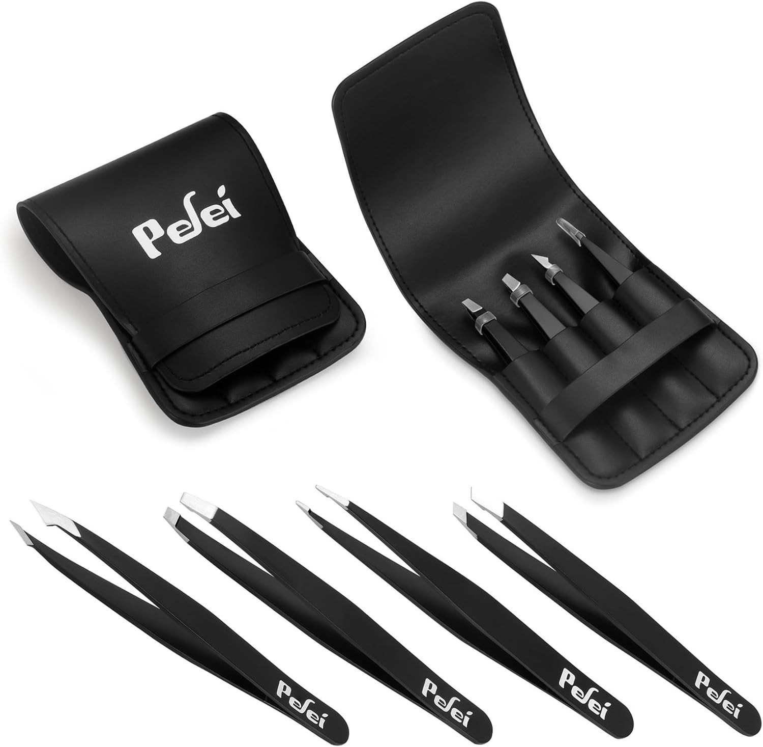 Pefei Tweezers Set – Professional Stainless Steel Tweezers for Eyebrows – Great