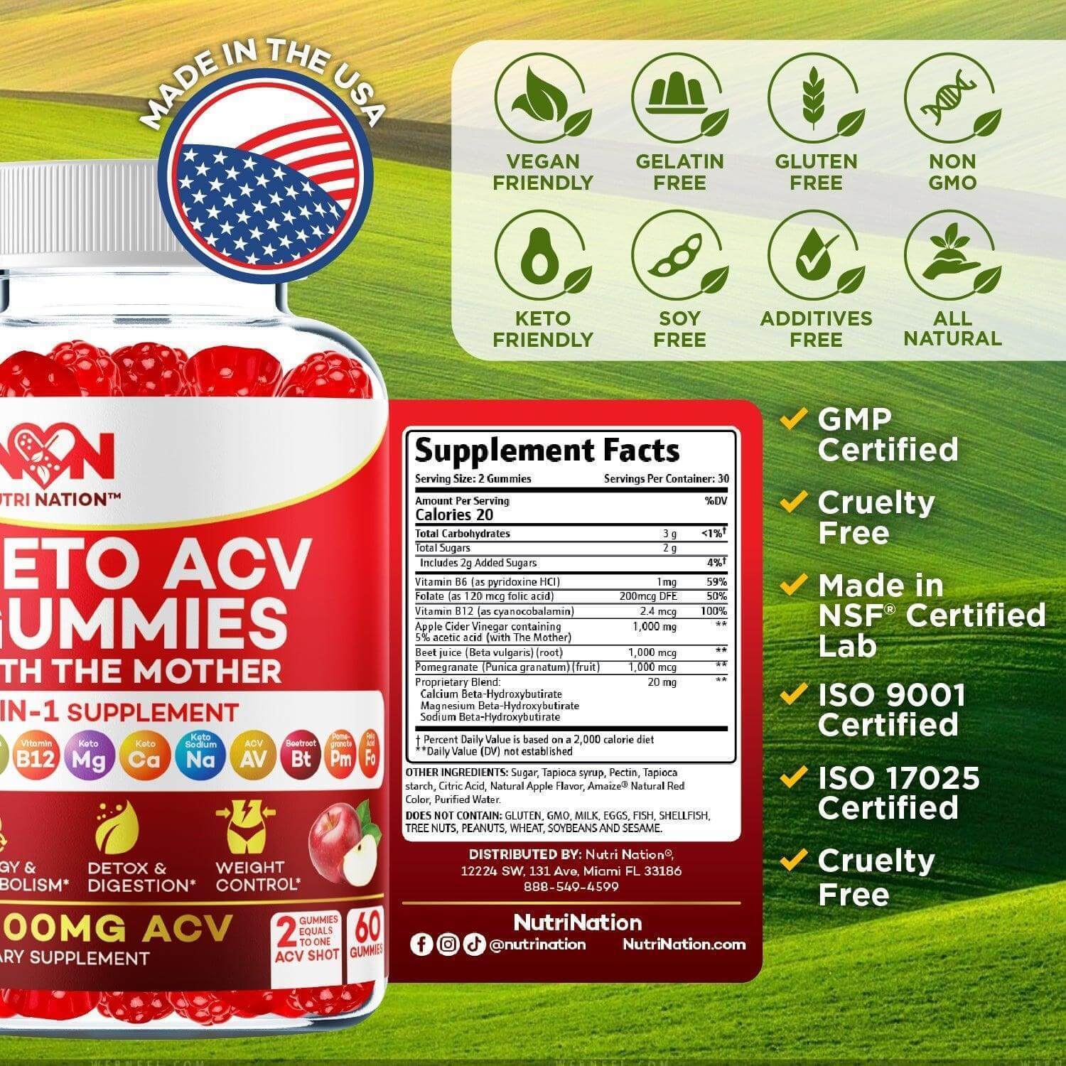 Nutri Nation Keto ACV Gummies 1000mg with BHB Salts as stated by Kelly Clarkson