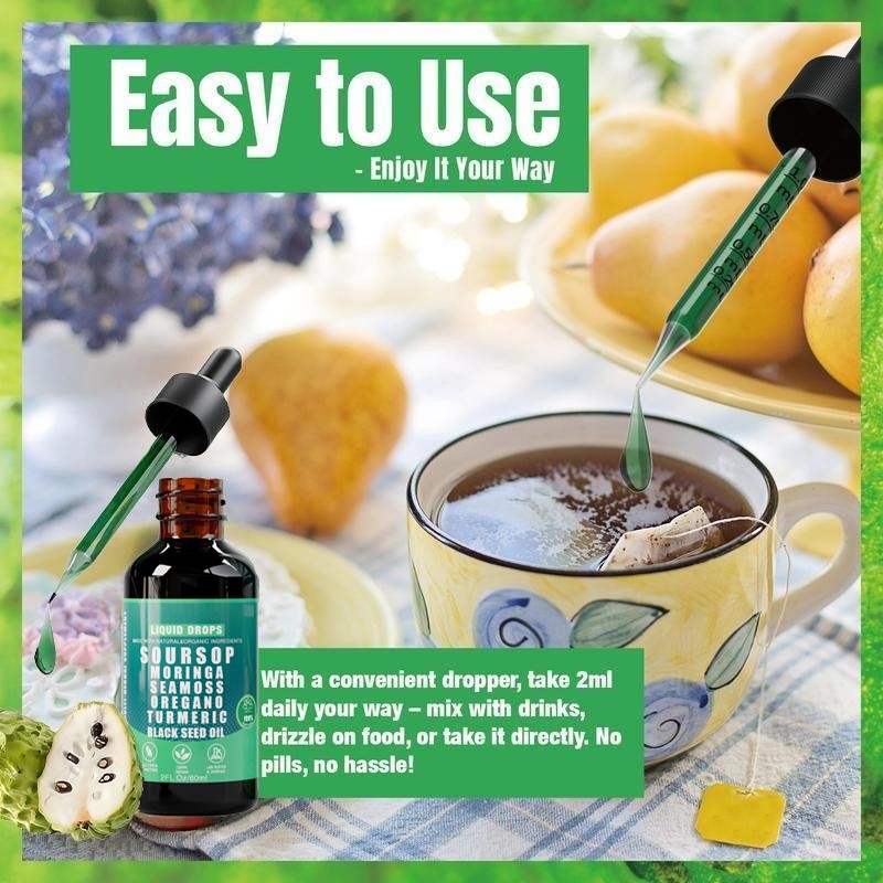 Soursop Pure Liquid Drops.10-in-1 Herbal Blend for Immune & Wellness Support