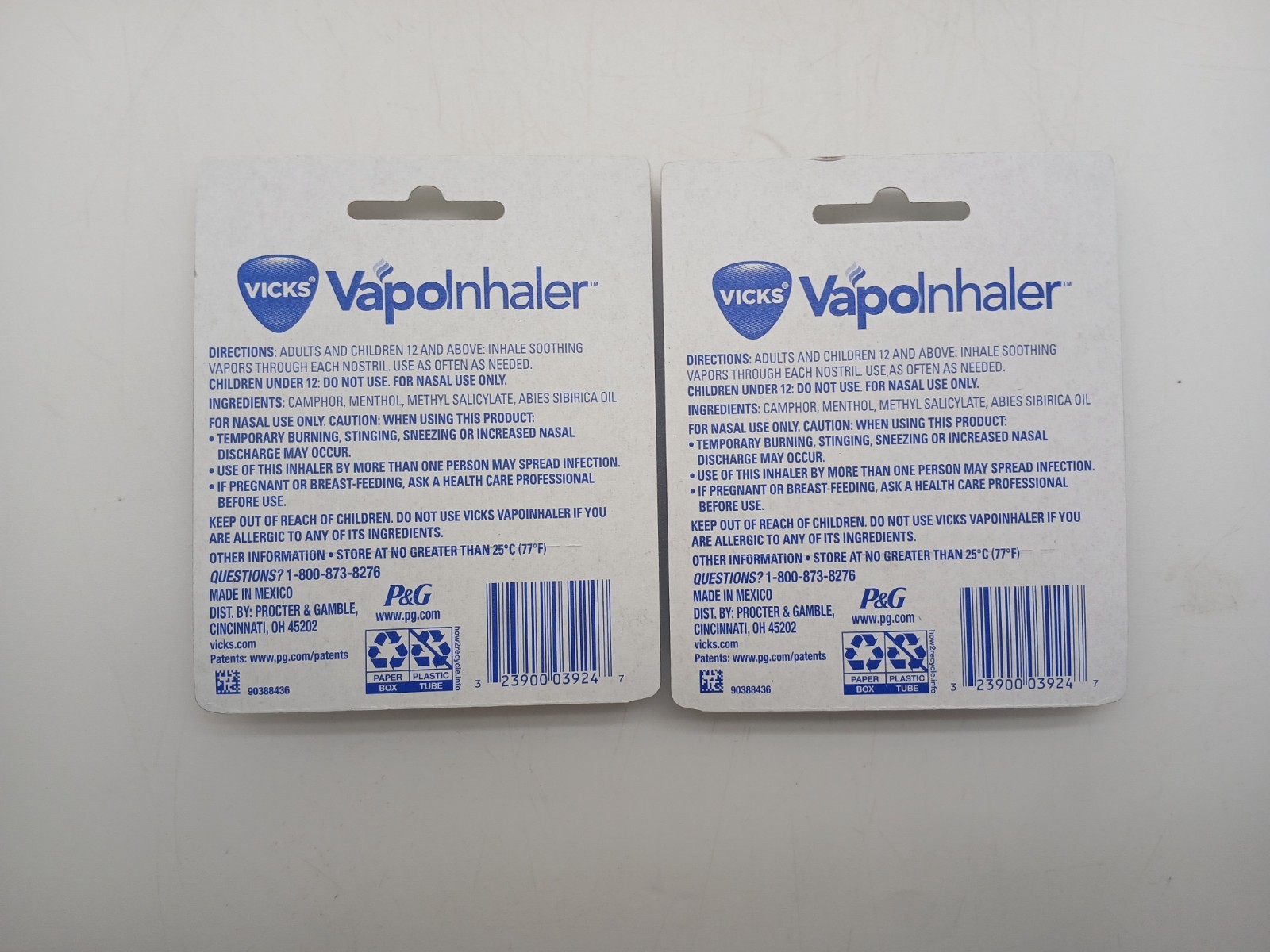 Vicks VapoInhaler Menthol Nasal Congestion Relief – 2 Twin Packs 4 Total Sticks