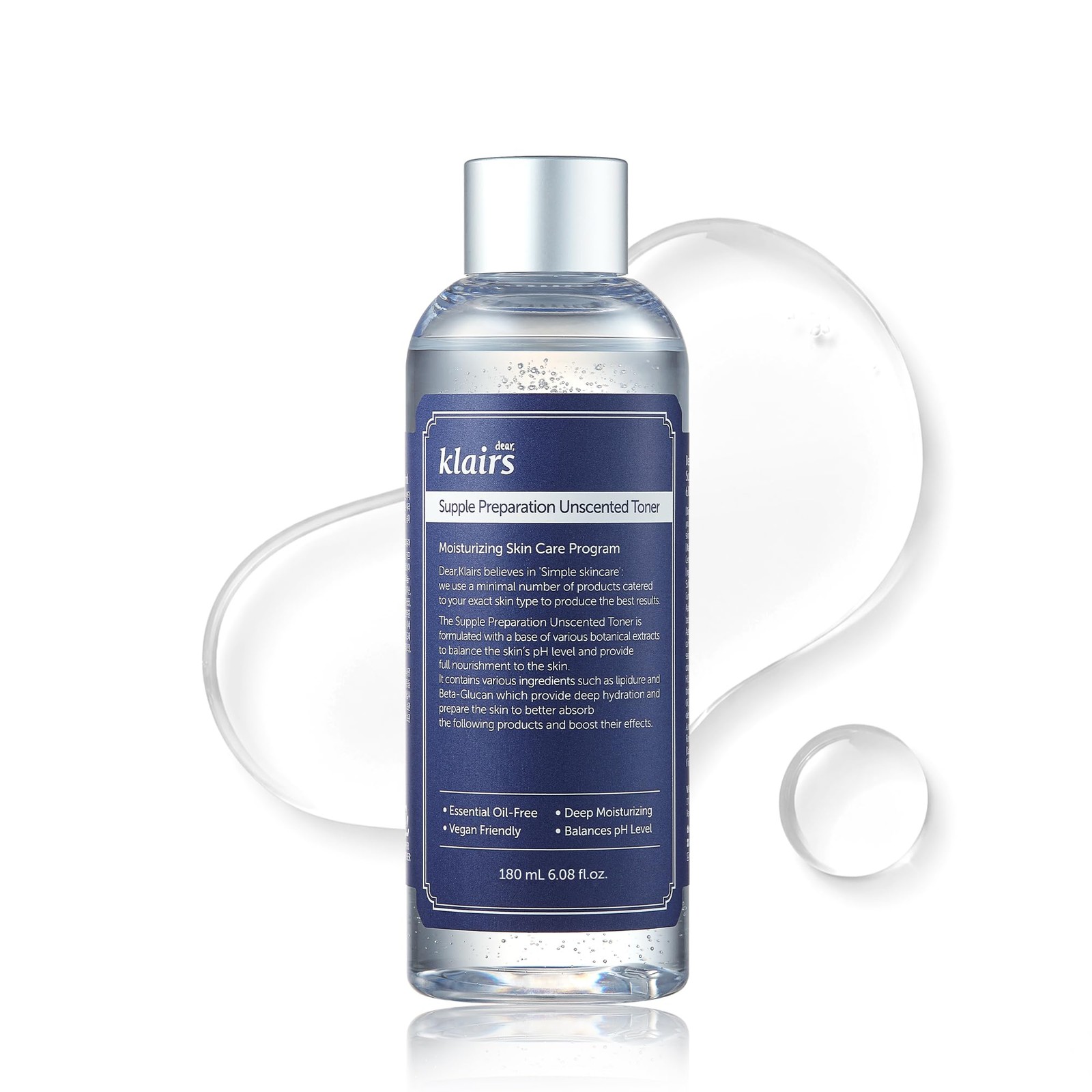 DearKlairs Unscented Toner | Hyaluronic 6.08 Fl Oz (Pack of 1), Transparent