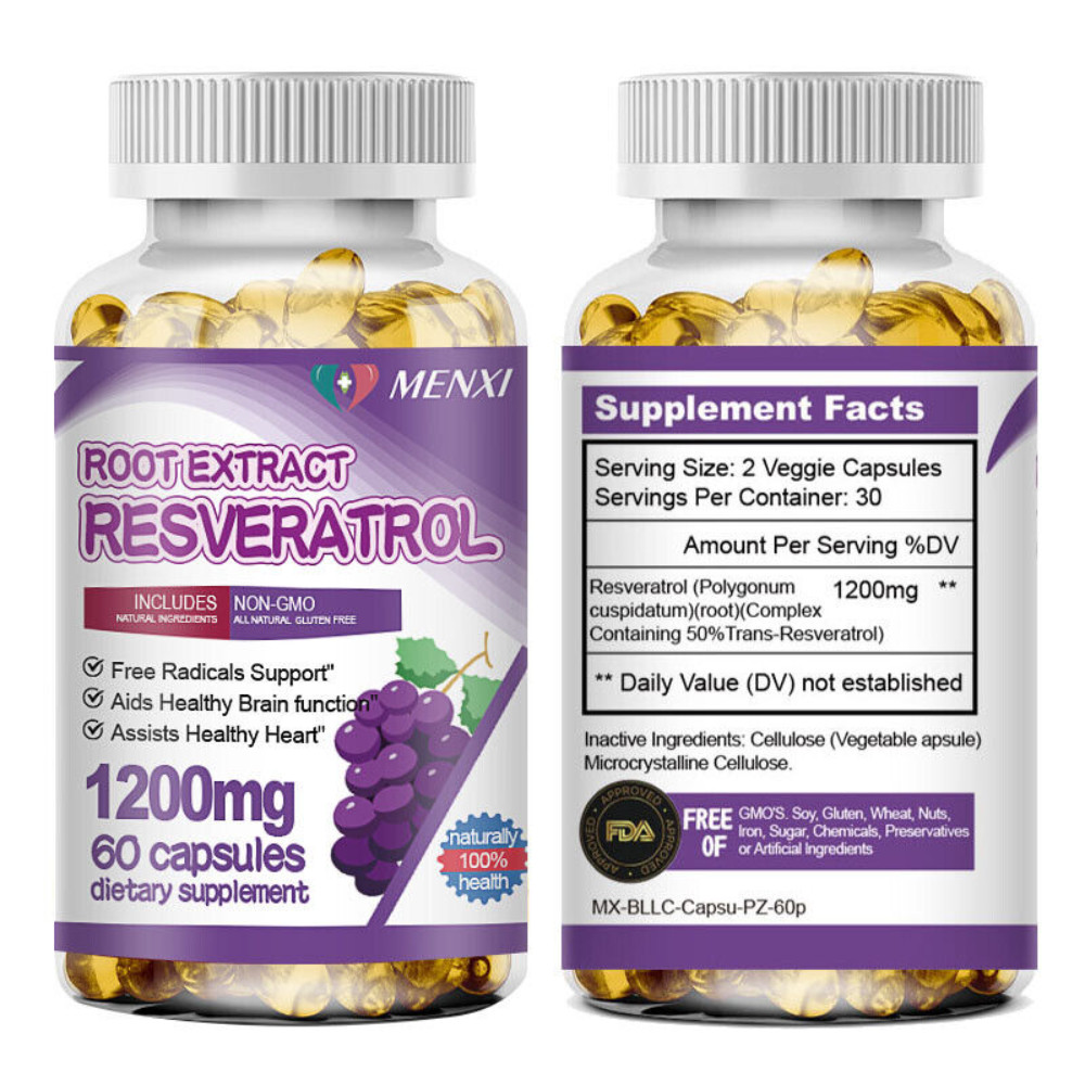 Resveratrol Vegan Softgels Anti-Aging Antioxidants, Brain Support, Radiant Skin