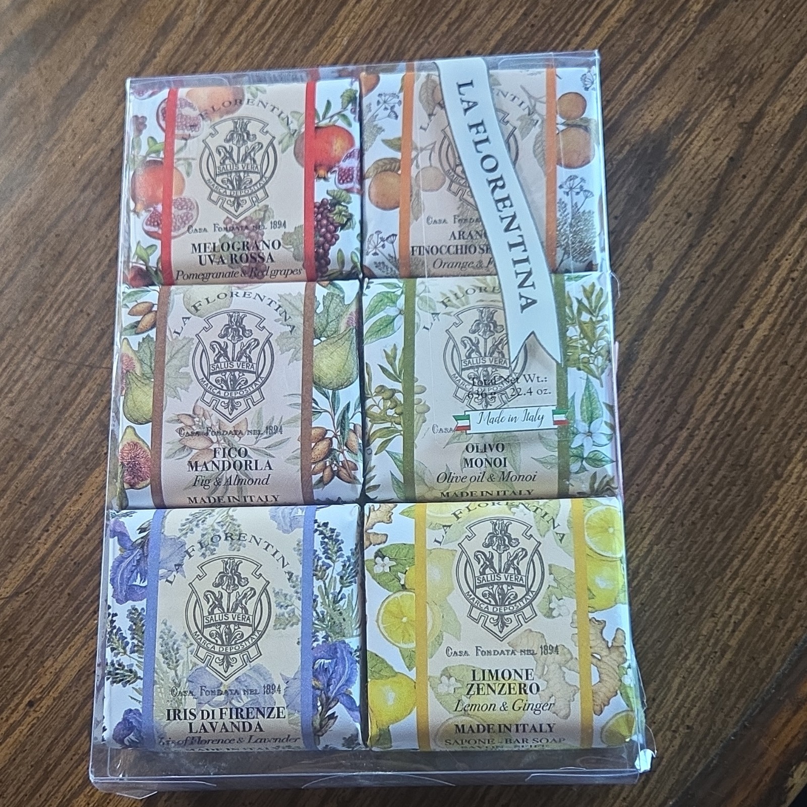 La Florentina Vegetable Soap Bar Set Shea Butter Olive Oil Assorted 6 x 2.4 oz