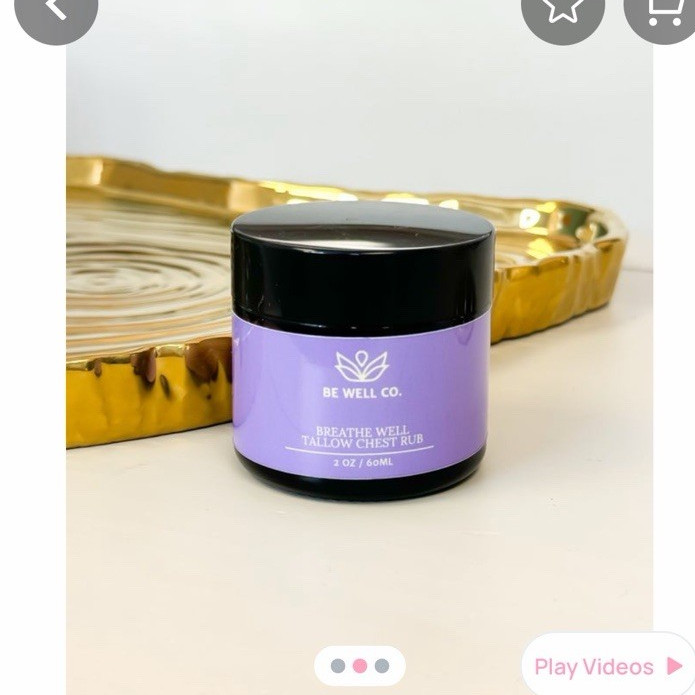 Be Well Co. Breathe Well Tallow Chest Rub Balm Moisturizer 2 oz / 60 mL