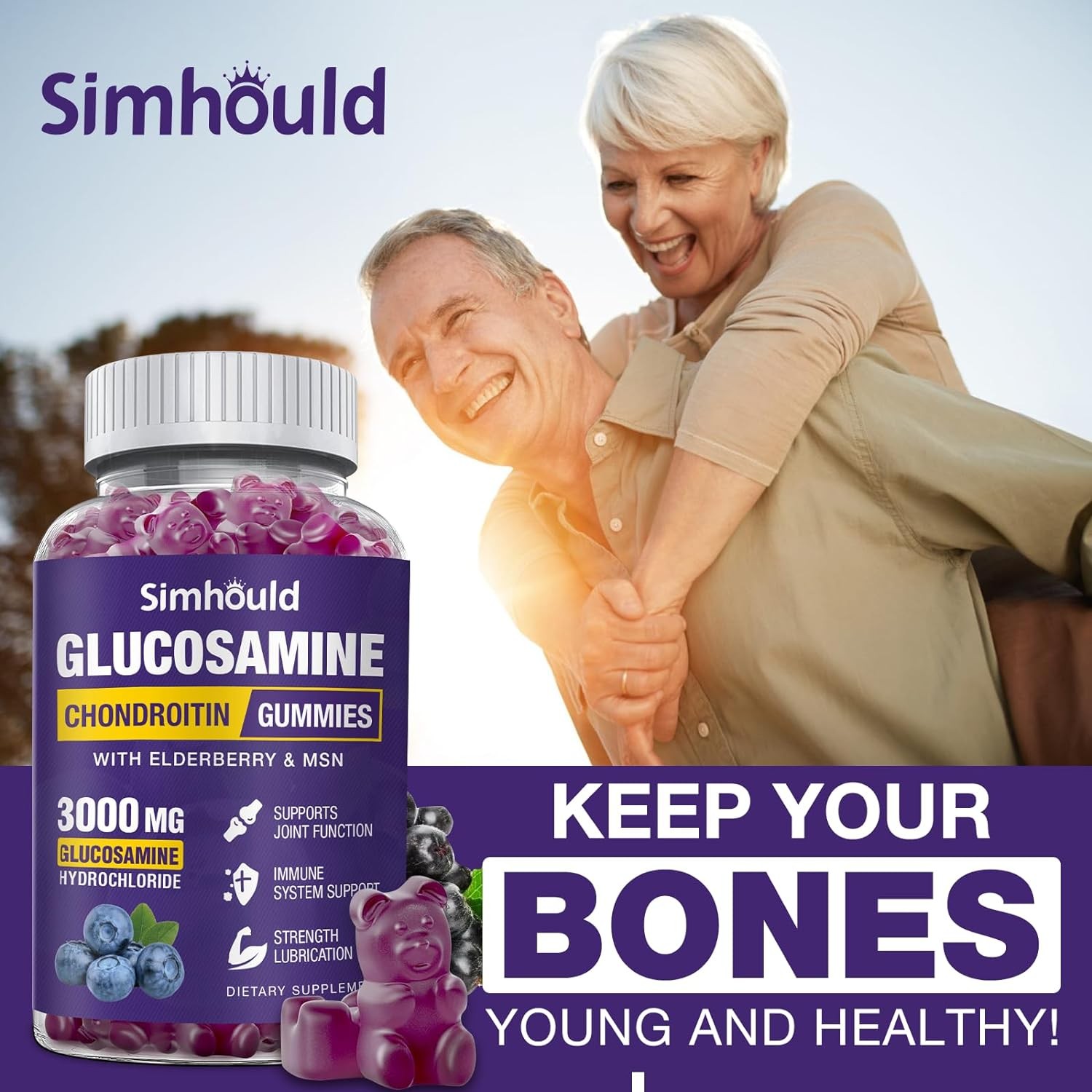 3 Packs Glucosamine Chondroitin Gummies – 3000MG Extra 60 Count (Pack of 3)