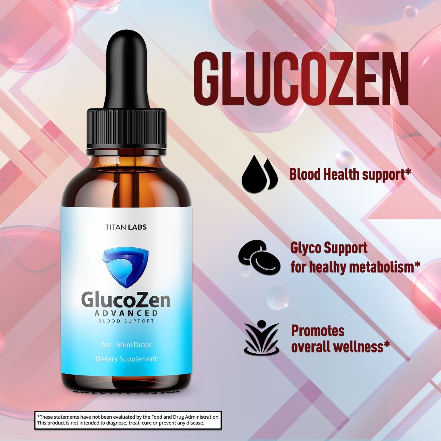 (1 Pack) GlucoZen Drops Advanced Blood Support Supplement Gluco Zen 30 Servings