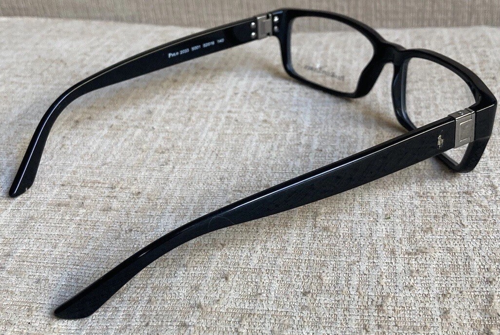 RALPH LAUREN POLO 2033 5001 Shiny Black Full Acetate Frame Men’s Eyeglasses 140