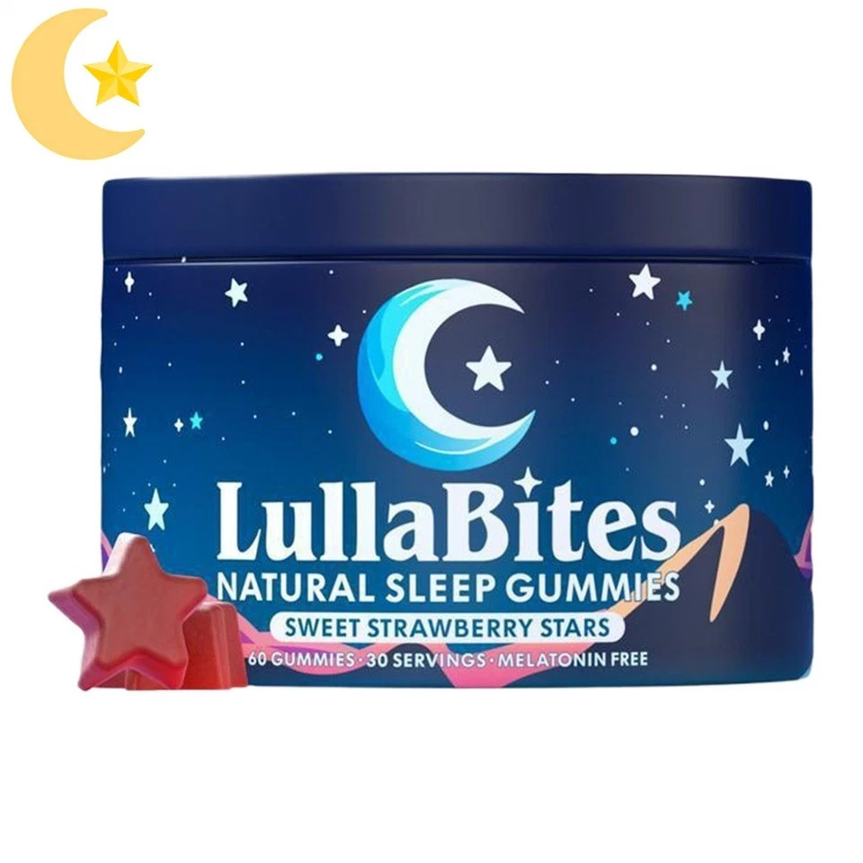 NEW LullaBites Natural Sleep Gummies Strawberry Stars Flavor 60 Gummies