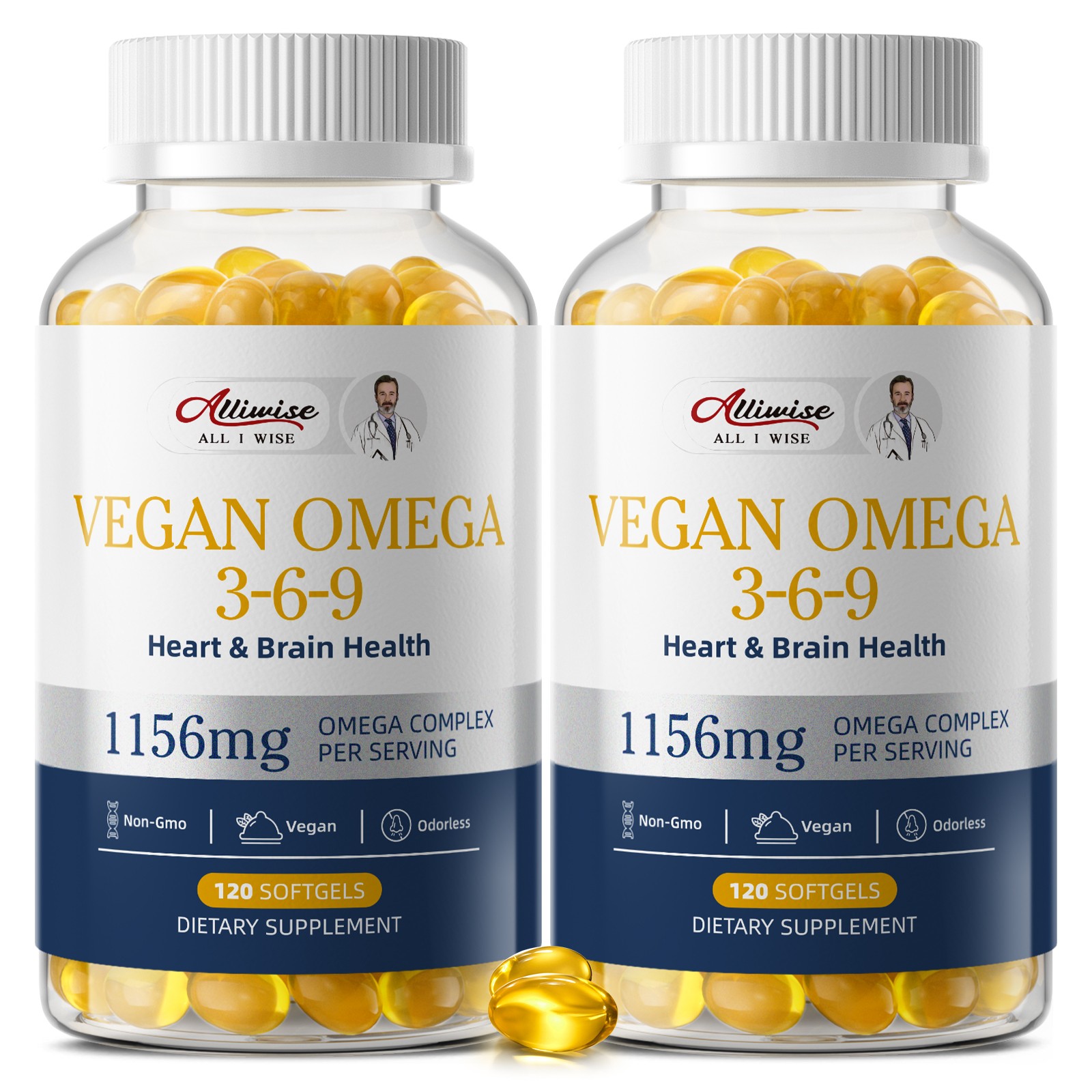 Vegan Omega 3-6-9 2-Pack – 240 Softgels, Plant-Based, Highest Potency, Odorless