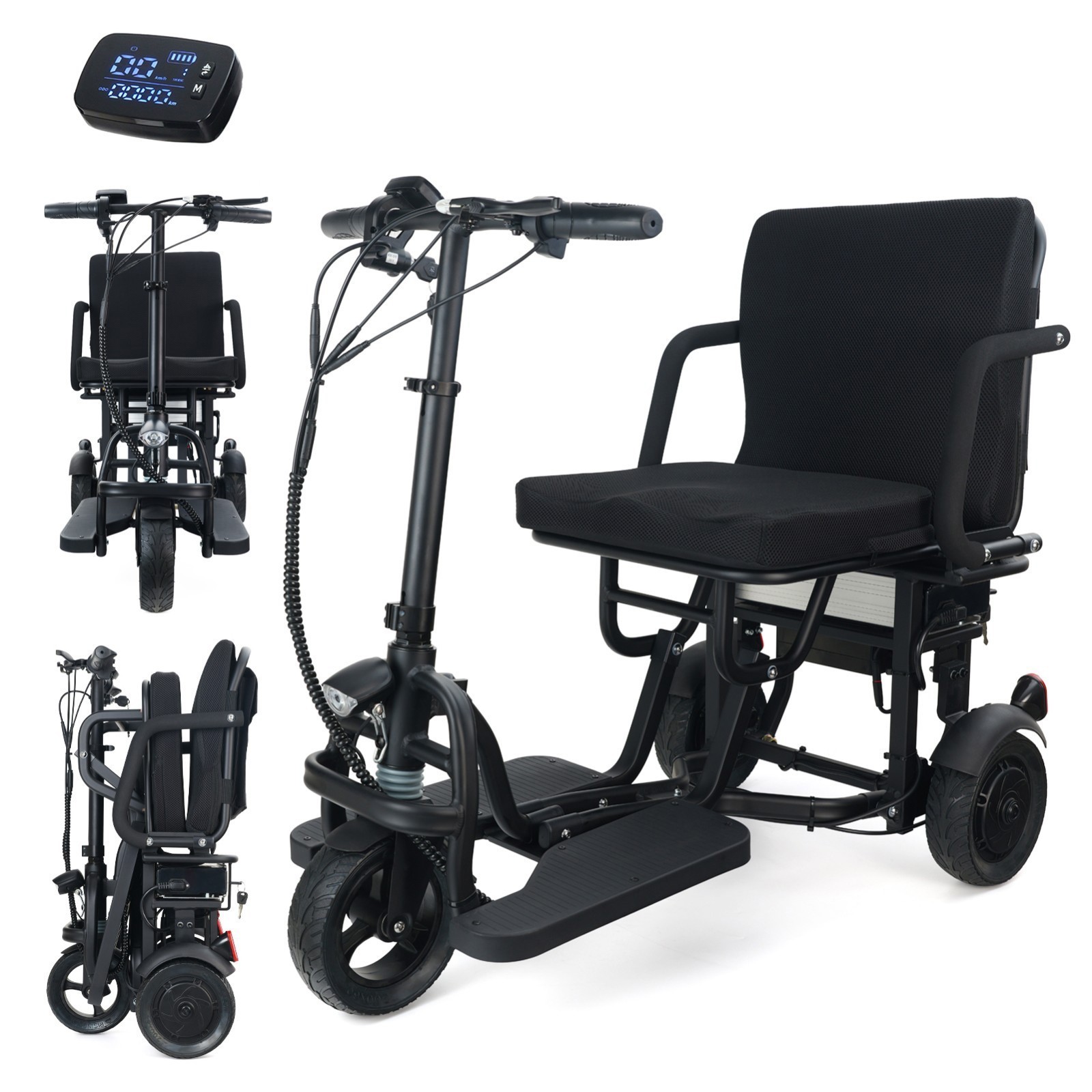 Three-Wheel Foldable Scooter Electric Adult, 3 Speed Adjustment Mobility Scooter