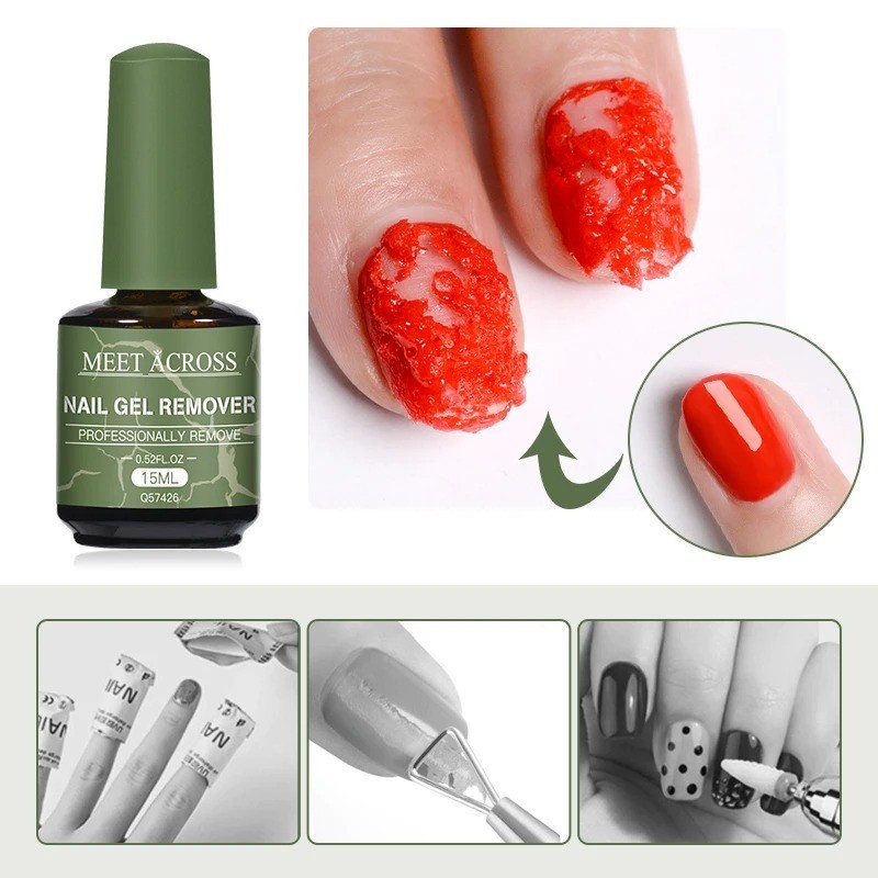 MEET ACROSS 15ml Magic Gel Nail Polish Remover UV Soak Off Cleaner