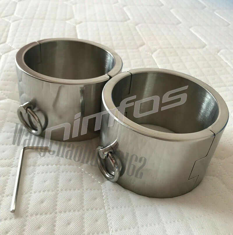 Stainless Steel Heavy 6CM High Restraints Ankle-Leg Cuffs Anklets Shackle Fetter