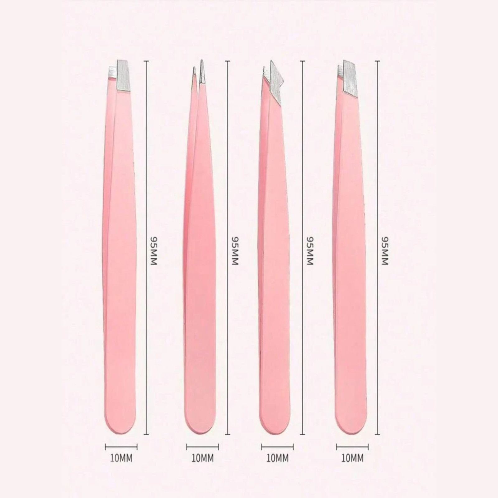 4x Professional Eyebrow Tweezers Set Plucker Puller Slanted Pointed Tip Manicure