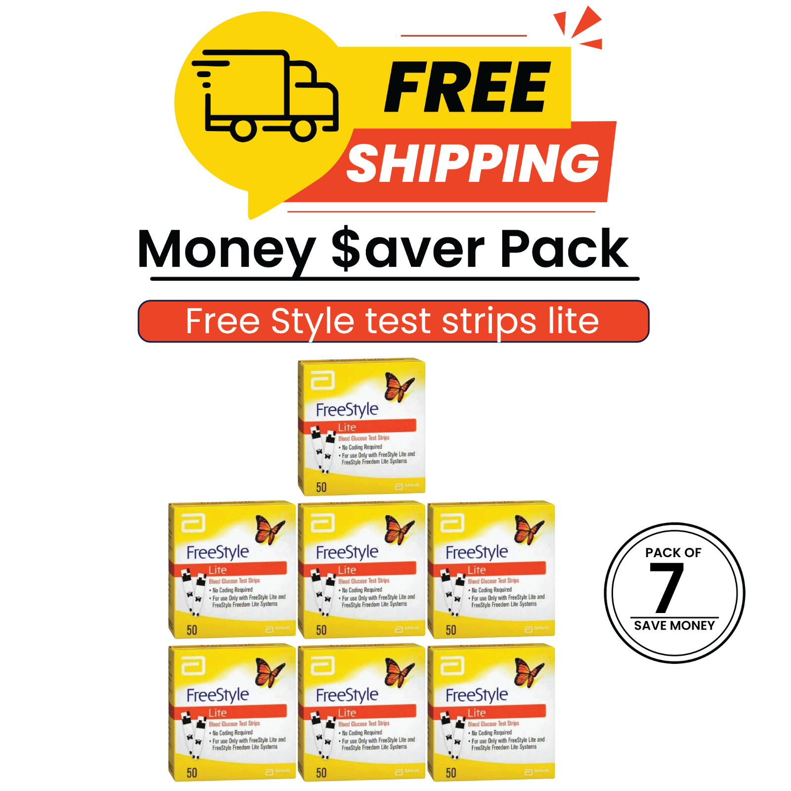 (7 x 50CT Strips) lite test strips free-style 350ct