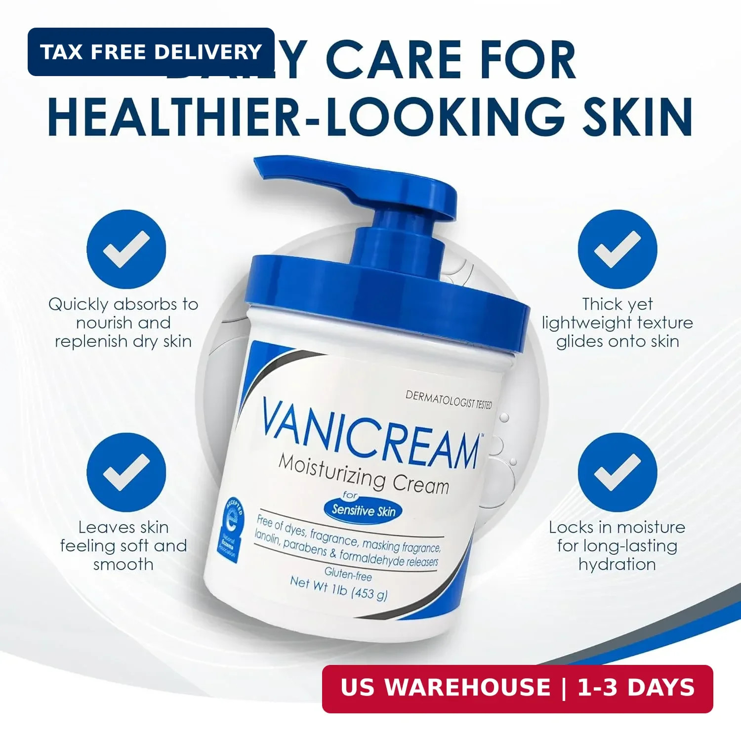 Moisturizing Cream, For Sensitive Skin, 1 lb (453 g), Vanicream
