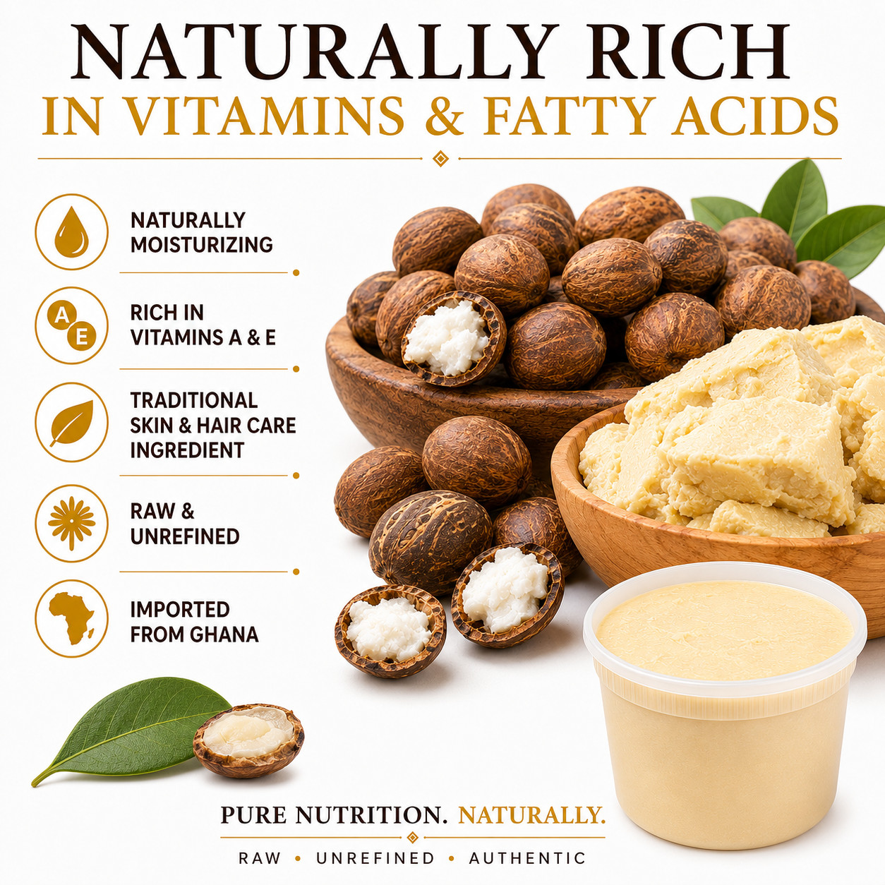 8oz Organic African Shea Butter Yellow Raw From GHANA Natural UNREFINED Pure