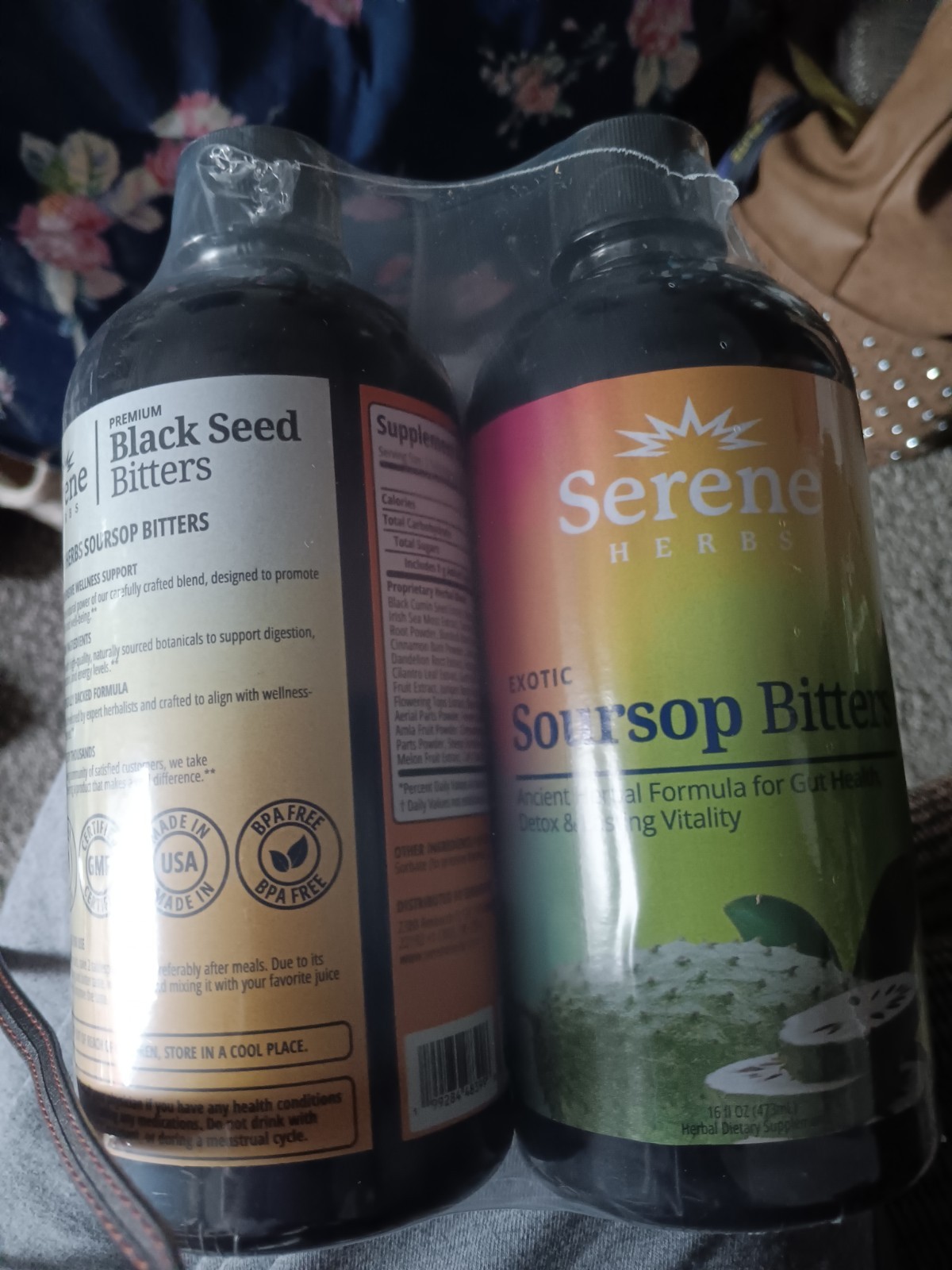 Serene Herbs Herbal Bitters Bundle Soursop + Black Seed Liquid 16 fl oz