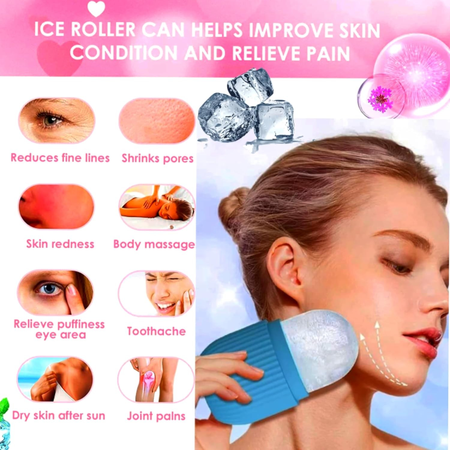 ARSA Pack of 3 – Ice Roller for Face, Eyes, Body Massage. Natural Cold Therapy t