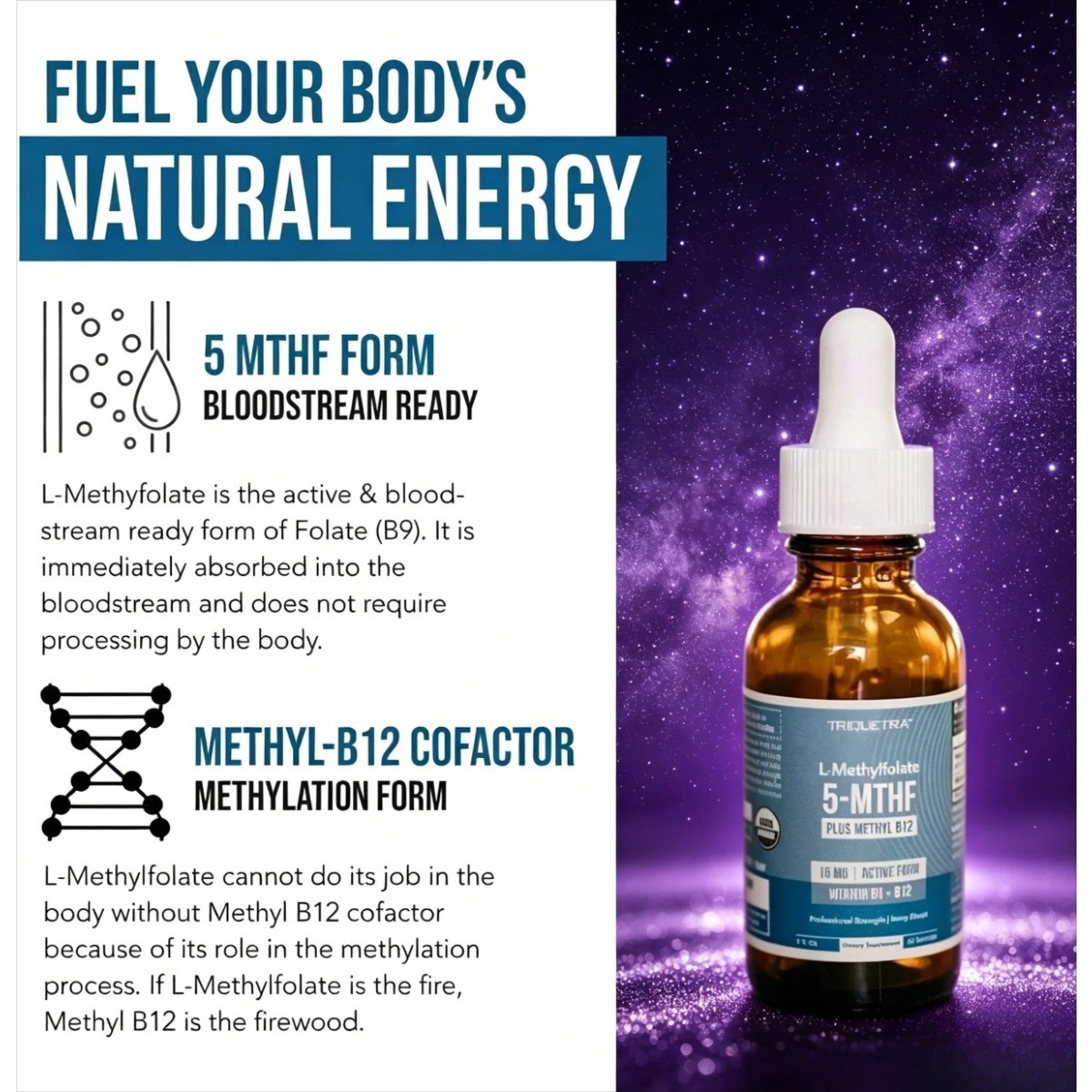 L-Methylfolate 5-MTHF 15mg– Active Methylated Formula for Mood & Energy