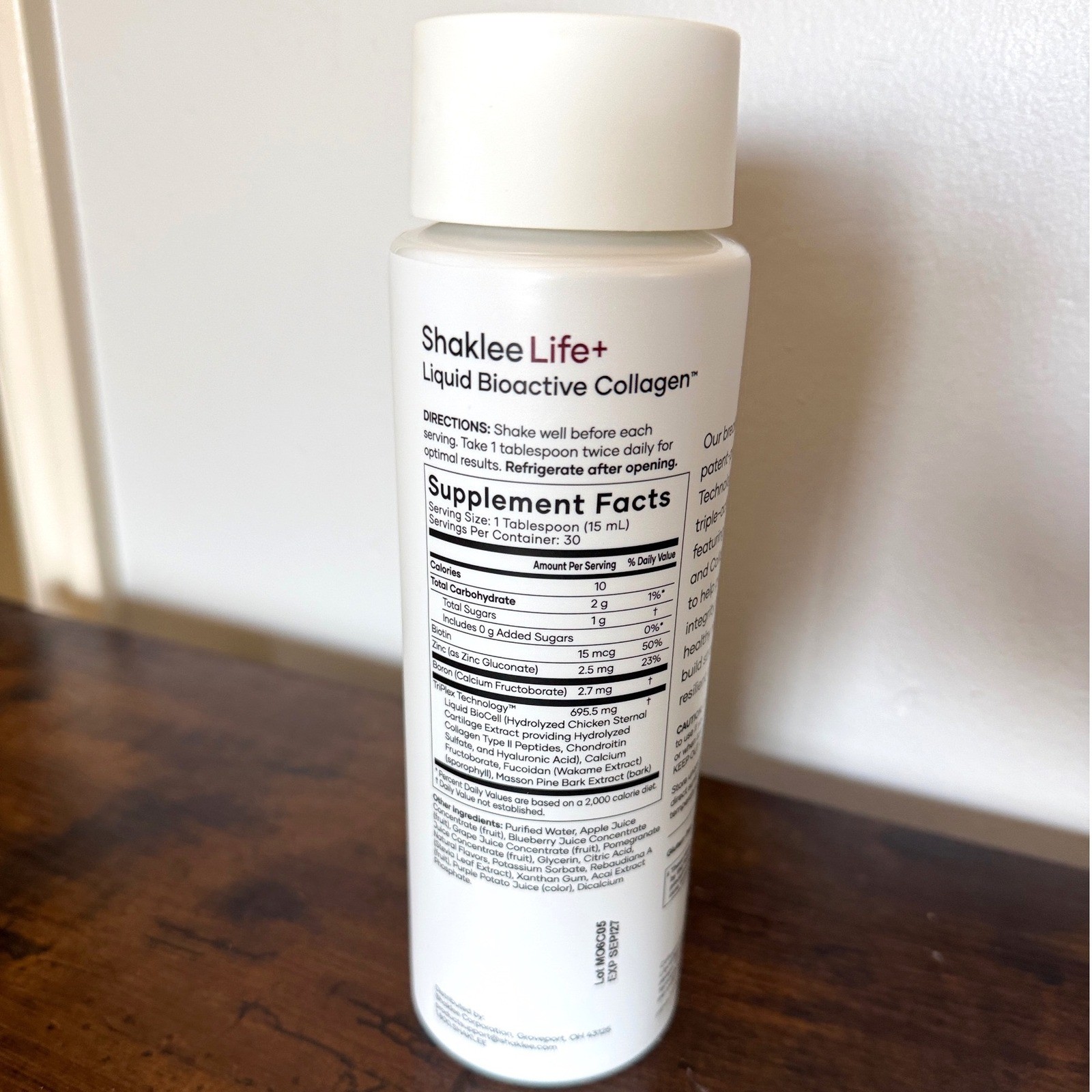 Shaklee Liquid BioCell Life+ Bioactive Collagen TriPlex Tech 15.2 fl oz EXP 9/27