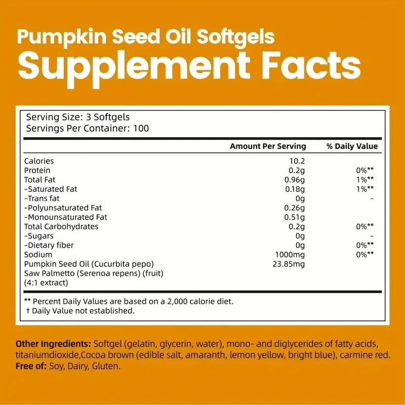 1000mg Pumpkin Seed Oil with Saw Palmetto 300 Softgels Prostate Support