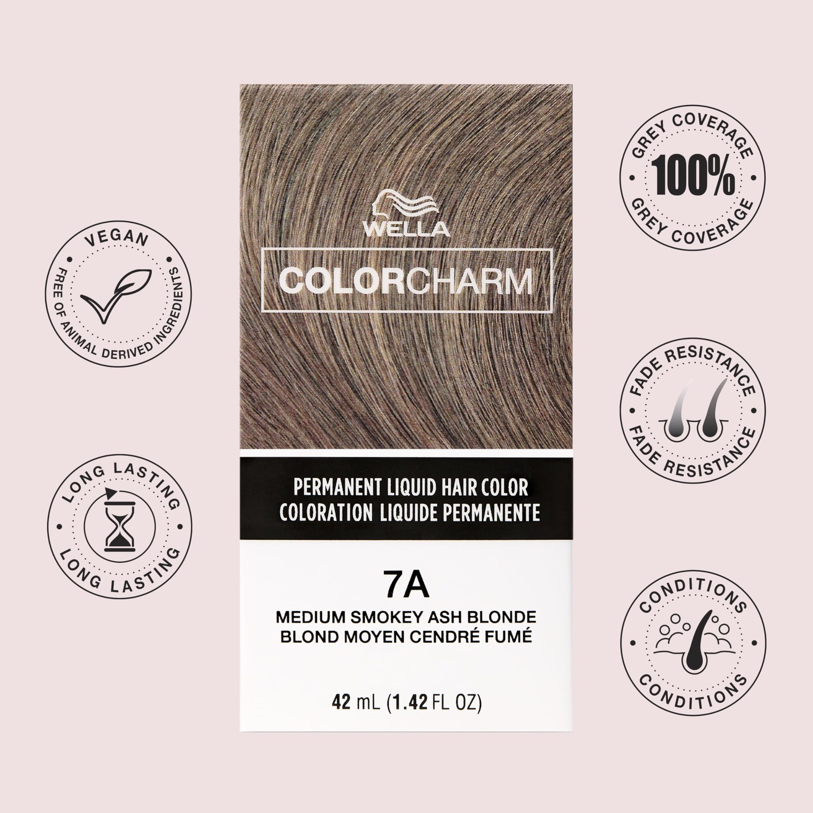 Hair Color Permanent Liquid 1.4 Fl Oz 8RG Titan Red Blonde COLORCHARM Gray