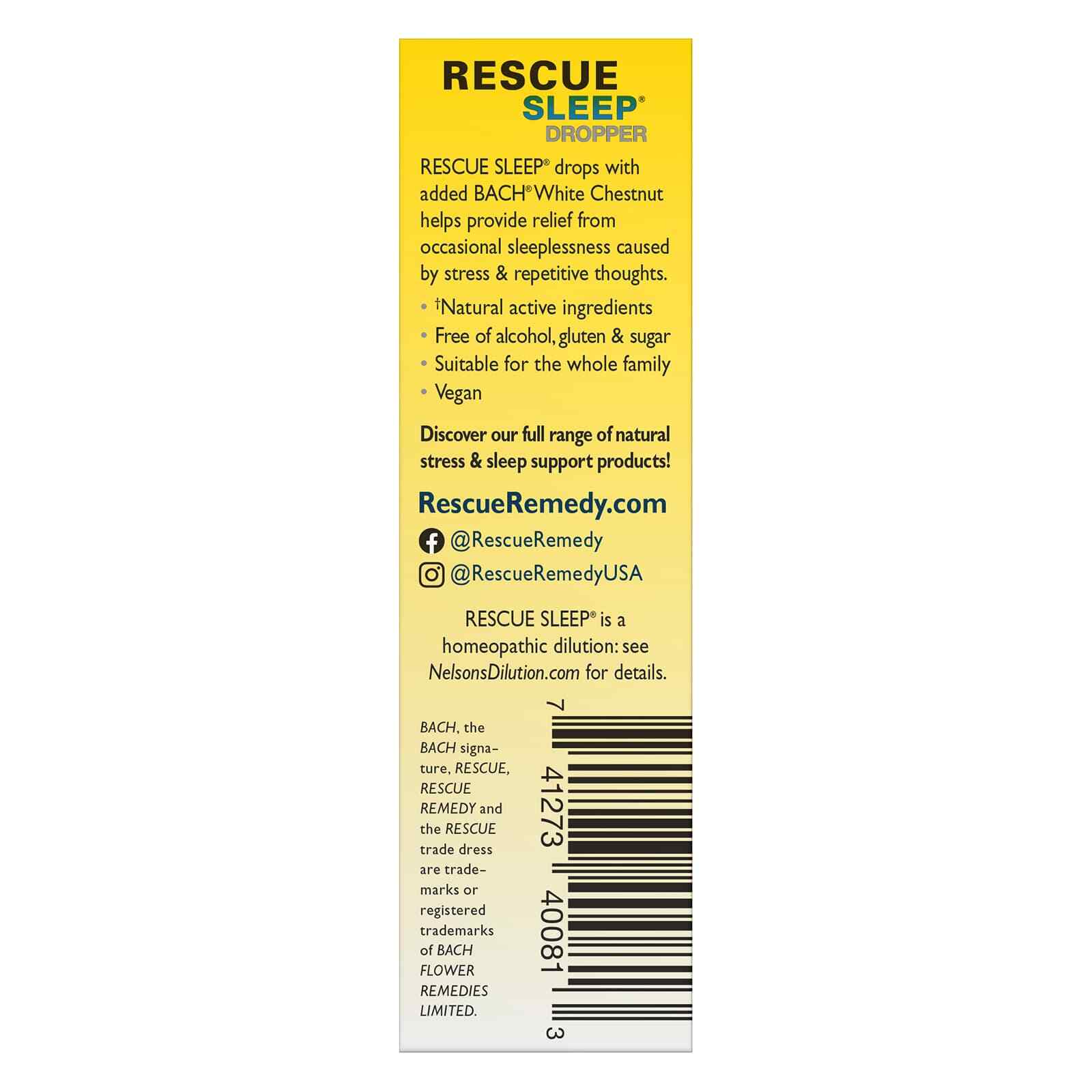 Bach RESCUE SLEEP Dropper Natural Sleep Aid 0.7 fl oz 20mL
