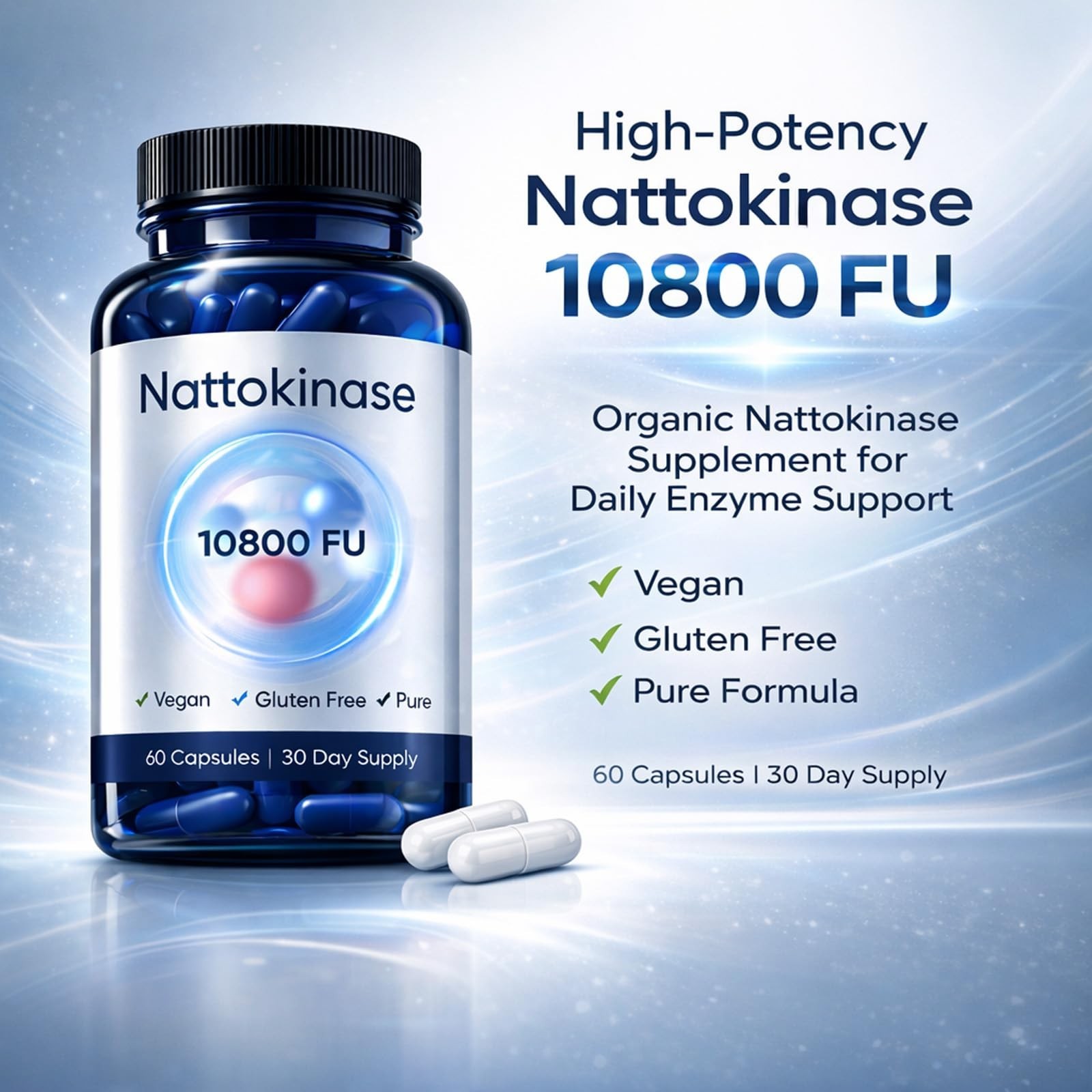 4X Nattokinase Supplement – 10800 FU 60 Capsules Per Serving HO T 2026