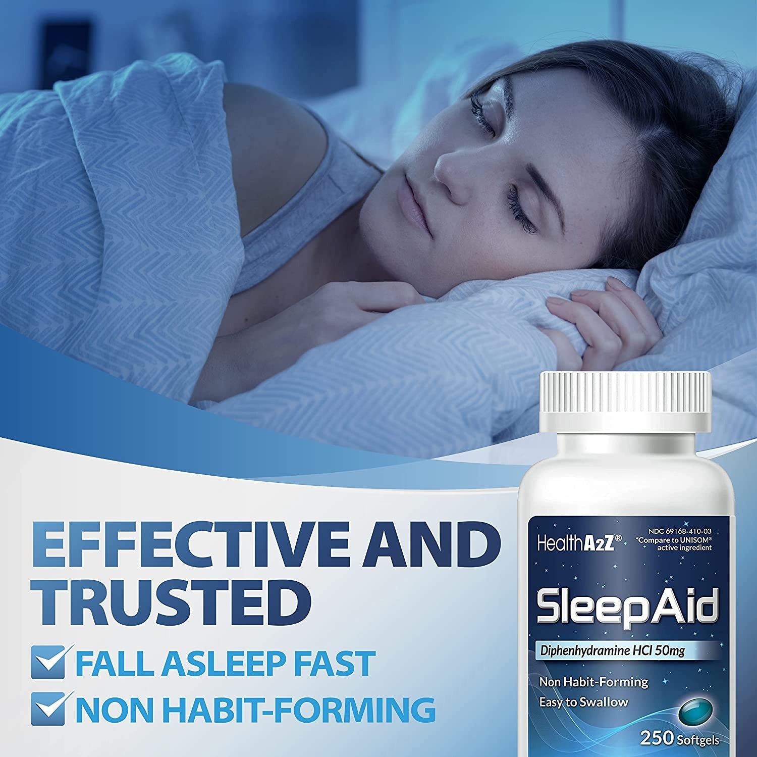 HealthA2Z Sleep Aid HCl 50mg 250 Softgels AU stocks AU BUYERS ONLY
