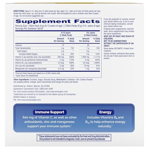 Emergen-C Crystals On-The-Go Emergen-C Immune Support Supplement Vitamin C B