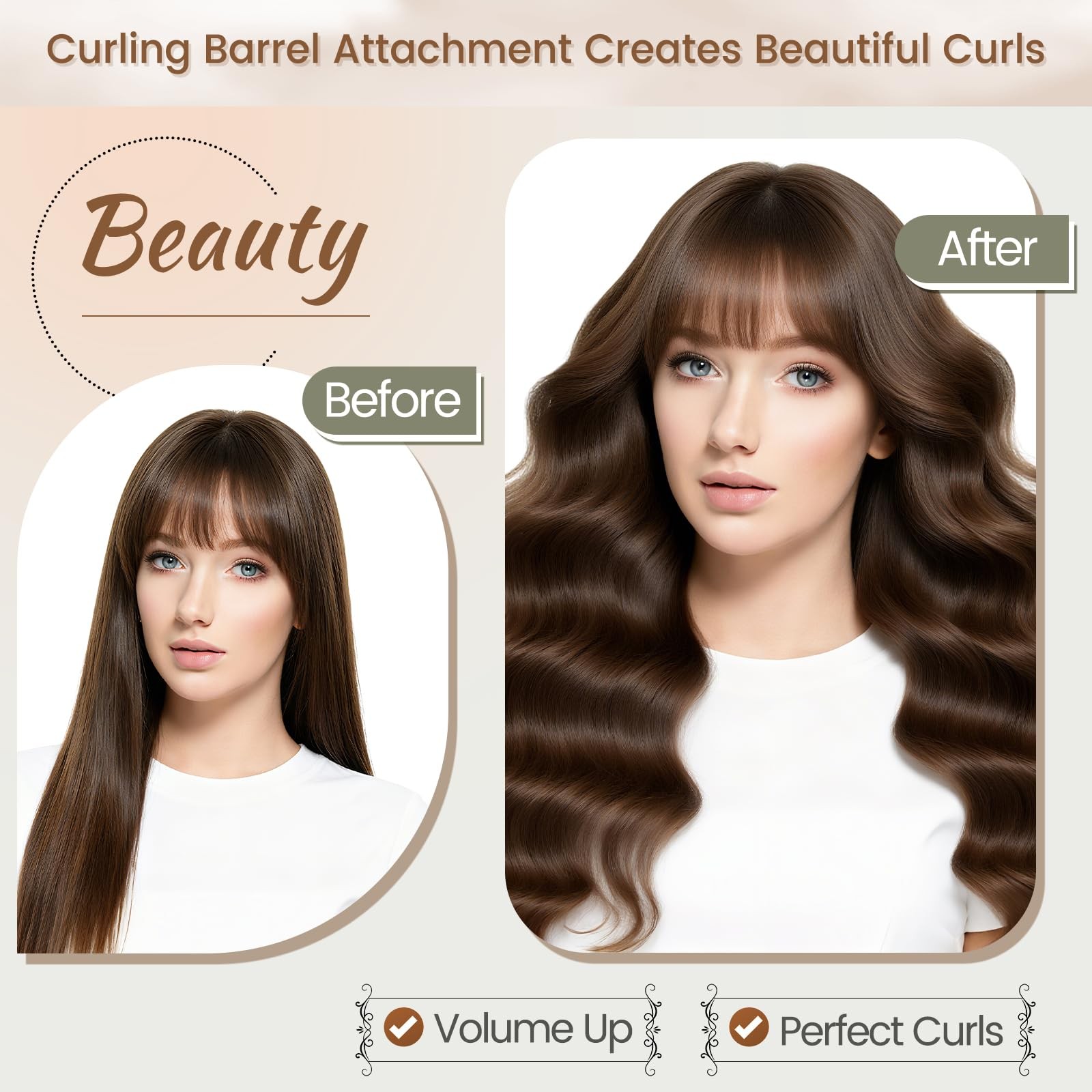Chivixe 1.6in Long Hair Curling Barrel Attachment for Shark FlexStyle, Auto-Wrap