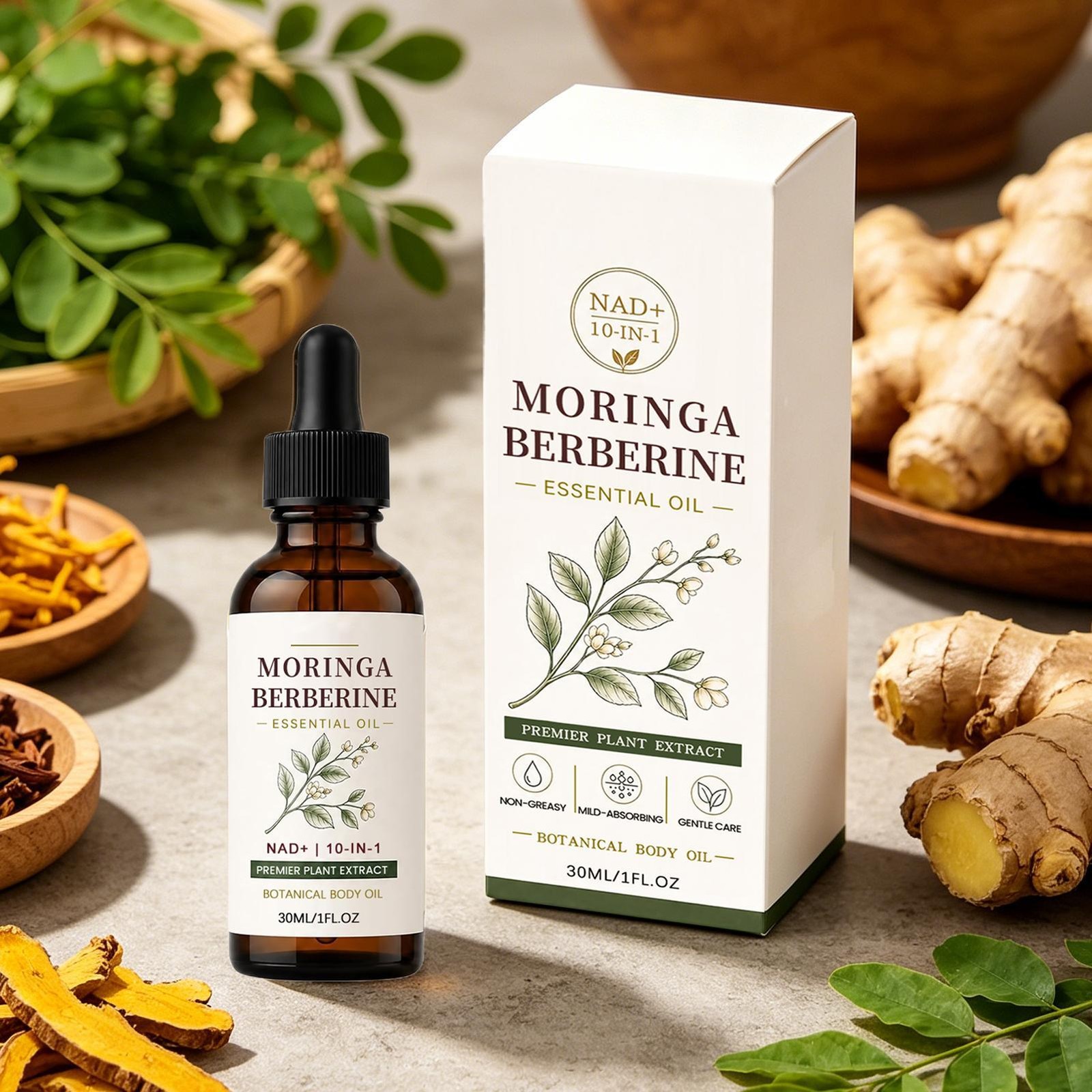 Moringa Berberine Oil – Essential Oil 30ml, With Ginger Root, Jojoba & Vitamin E