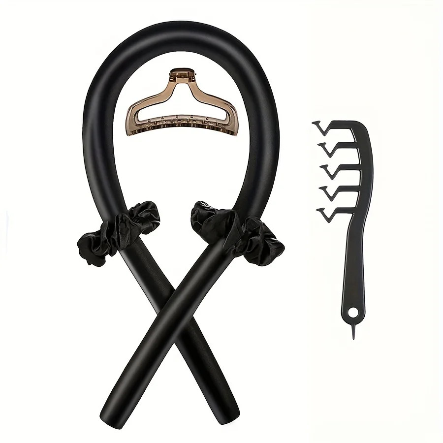 5Pcs Styling Set 4-In-1 Heatless Curling Set Hair Stick Headbands Clips Wide Too