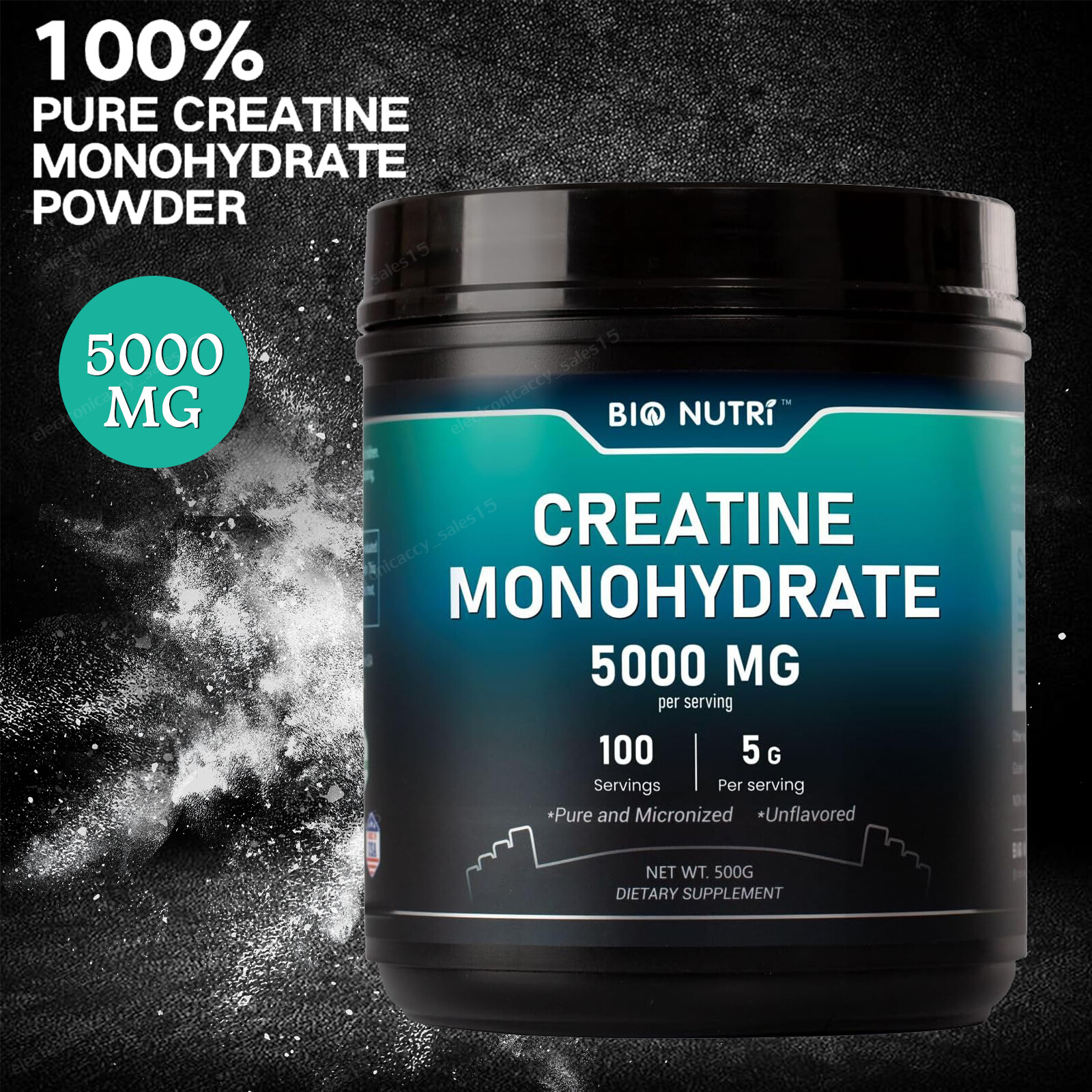 Pure Creatine Monohydrate Supplements Powder | 5000mg Per Serving | BY BIO NUTRI