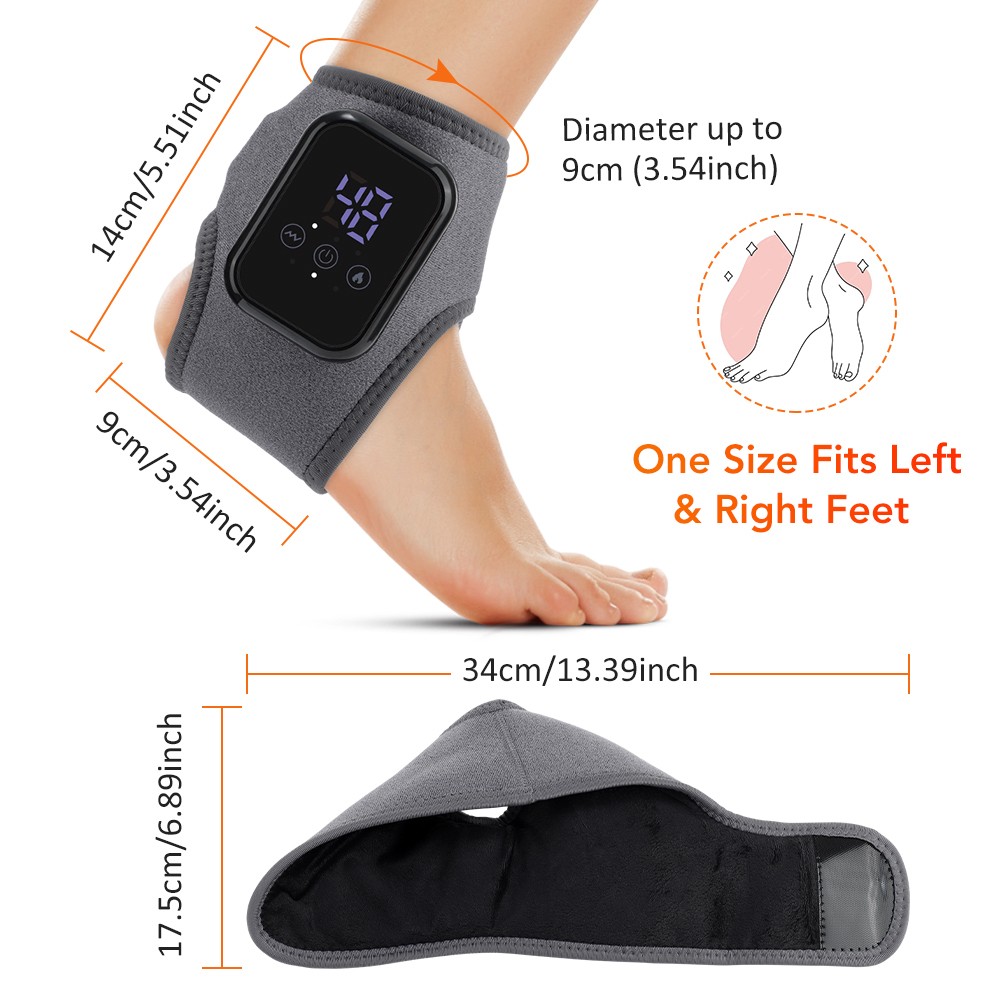 Cordless Foot and Ankle Massager Brace for Pain Relief Heating Vibration Therapy