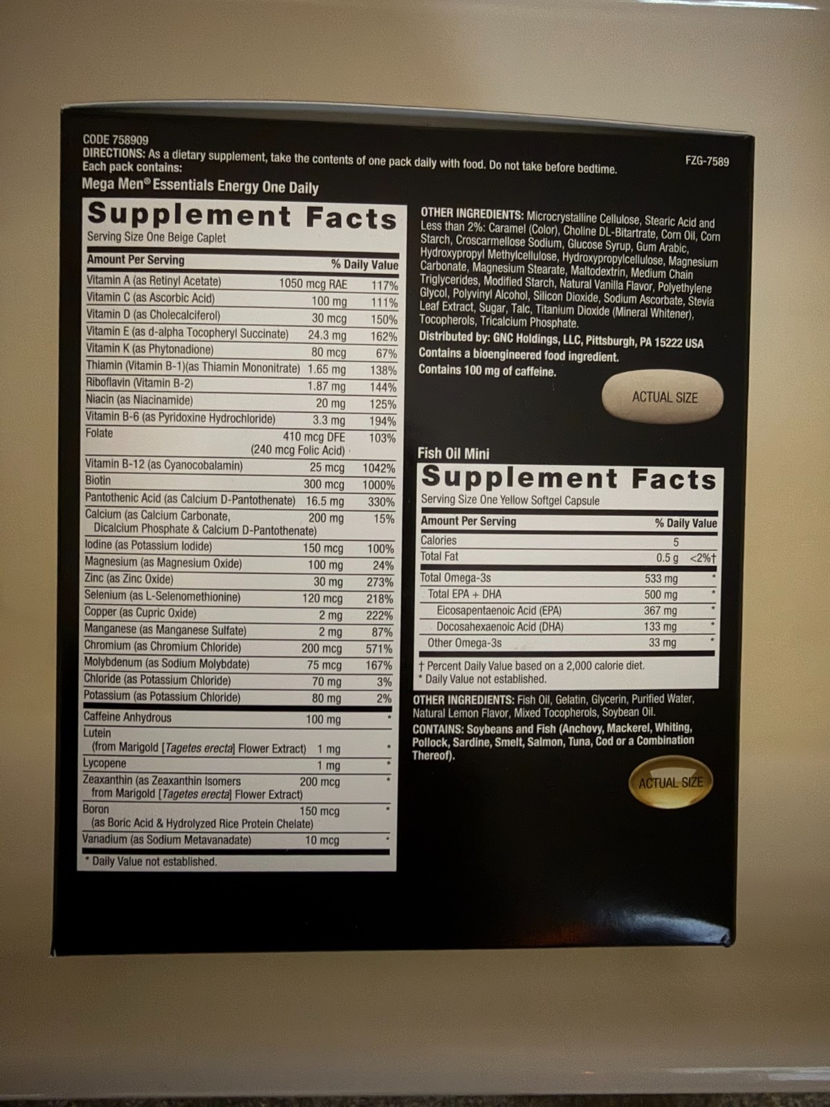 GNC Mega Men Health & Vitality Sexual Performance Daily 30 Packs VITAPAK
