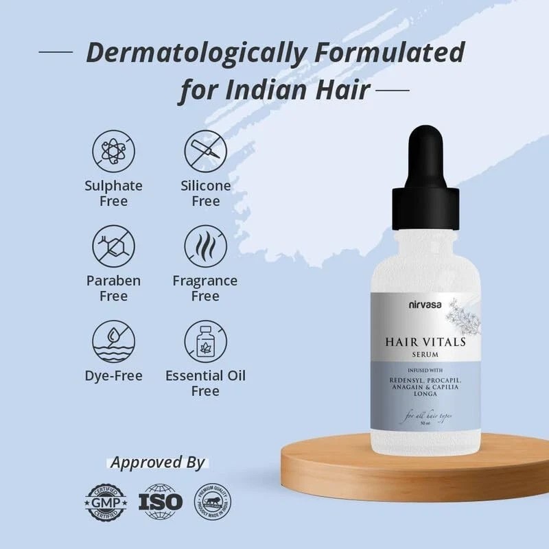 Nirvasa Hair Vitals Hair Growth Serum with 3% Redensyl, Procapil & Palmetto 50ml